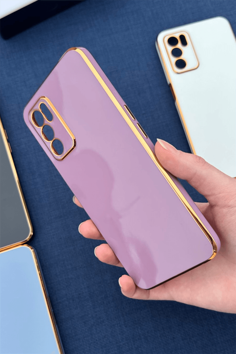 Oppo A16 Uyumlu Renkli Elegance Silikon Kılıf Gülkurusu