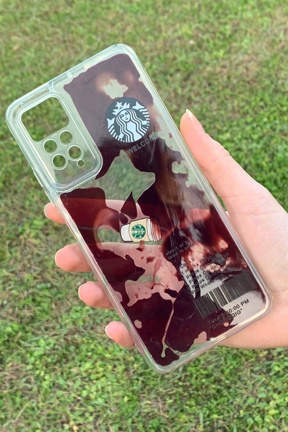 Redmi Note 11 Pro Uyumlu Starbucks Temalı Sulu Kılıf Koyu Kahverengi