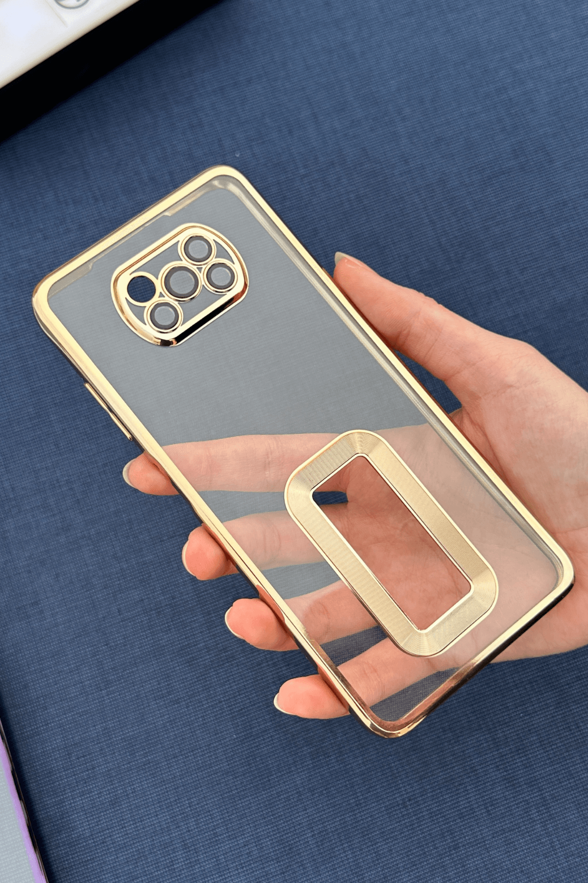 Poco X3 Uyumlu Logo Açık Elegance Kılıf Gold