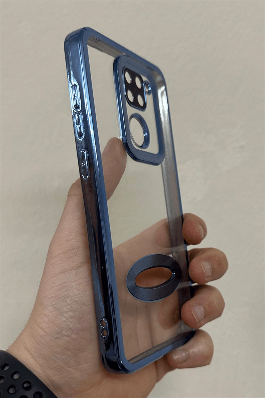 Redmi Note 9 Uyumlu Logo Açık Elegance Kılıf Mavi