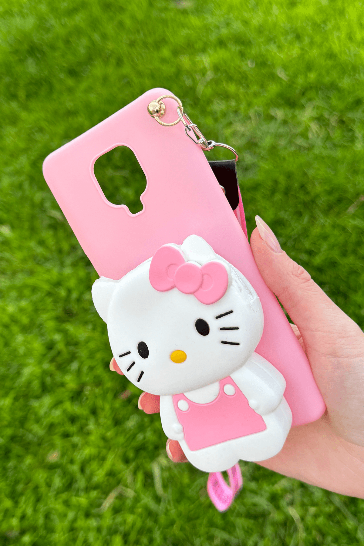 Redmi Note 9 Pro / 9s Uyumlu Emojili Askılı Çanta Kılıf Hello Kitty Figürlü Pembe