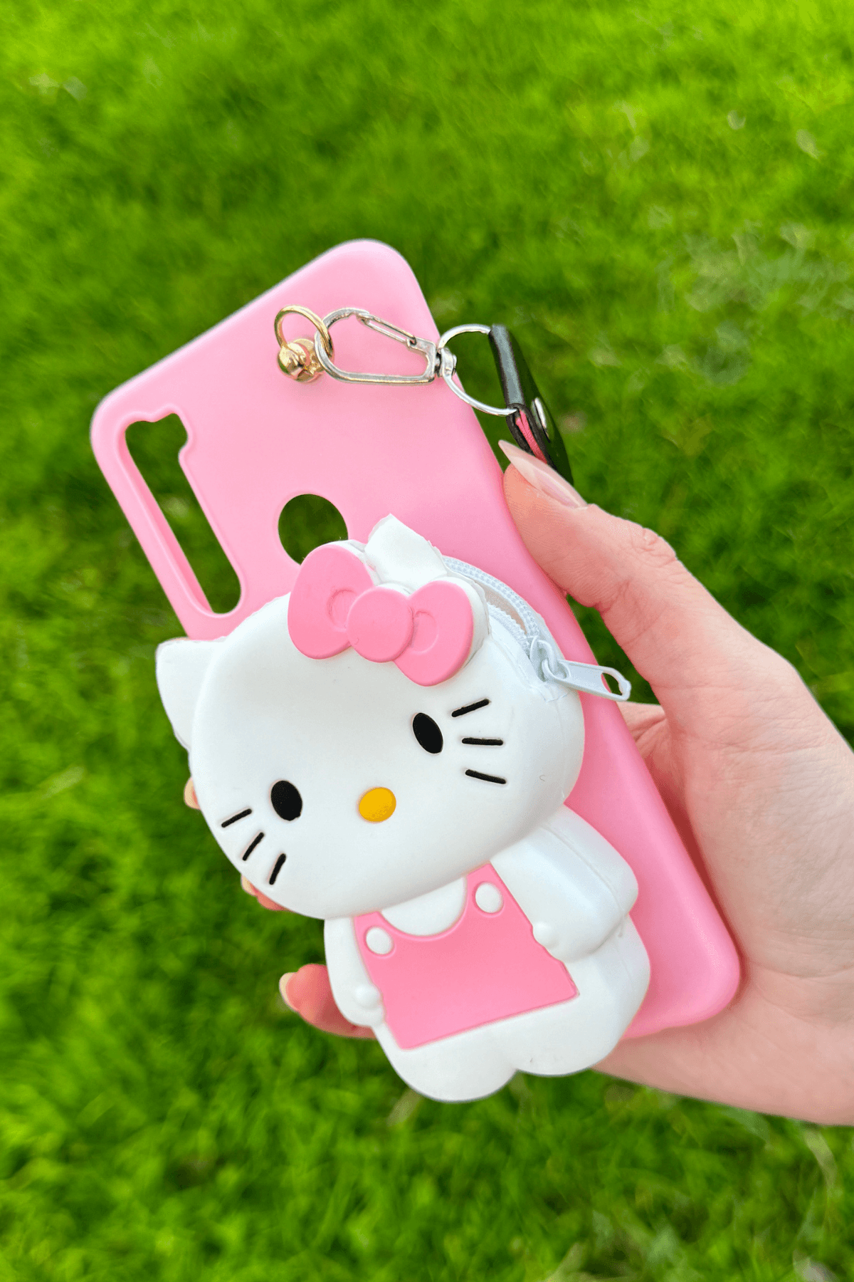 Redmi Note 8 Uyumlu Emojili Askılı Çanta Kılıf Hello Kitty Figürlü Pembe