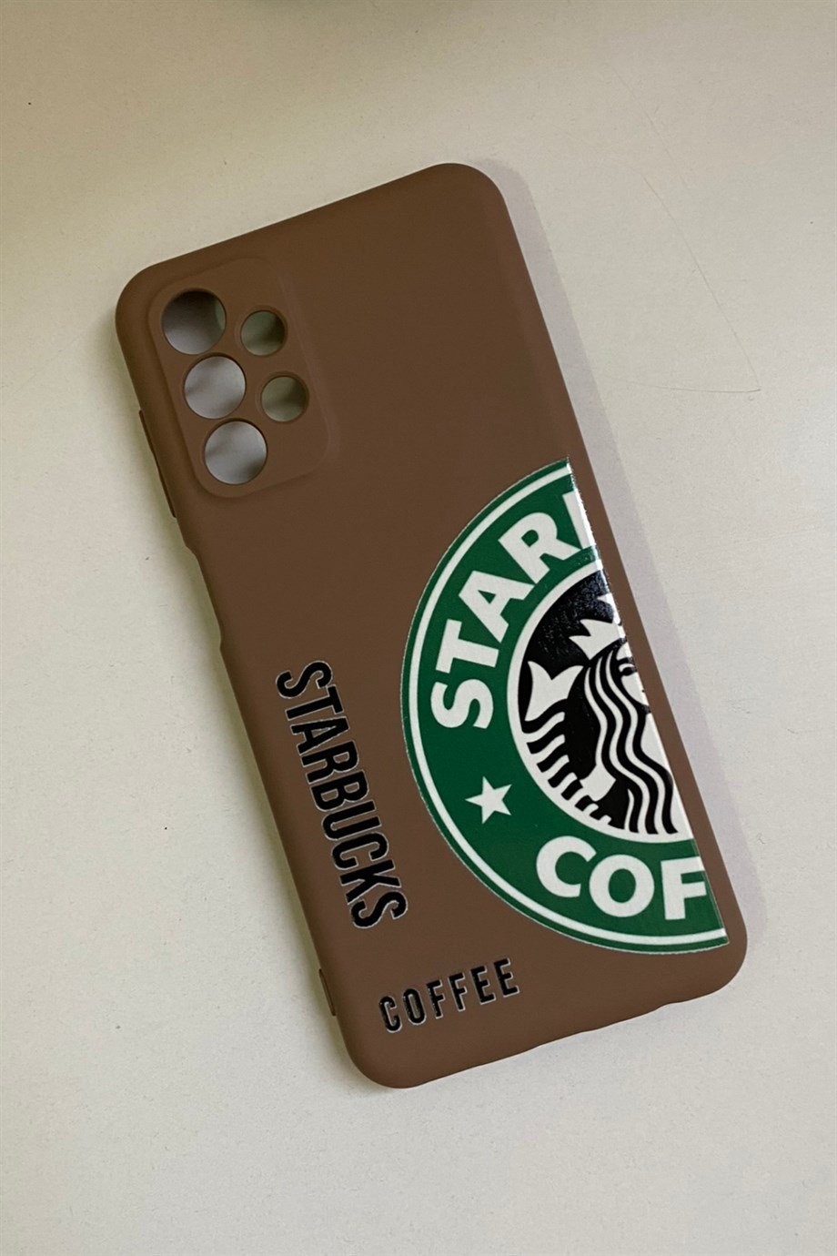 Samsung Galaxy A23 Starbucks Desenli Lansman Kılıf Kahverengi