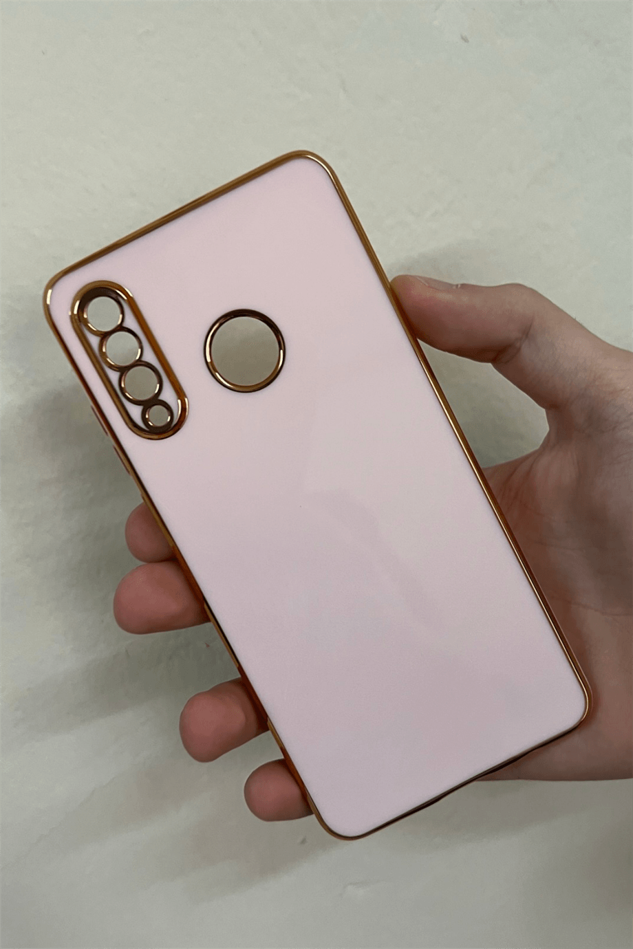 Huawei P30 Lite Uyumlu Renkli Elegance Silikon Kılıf Pembe