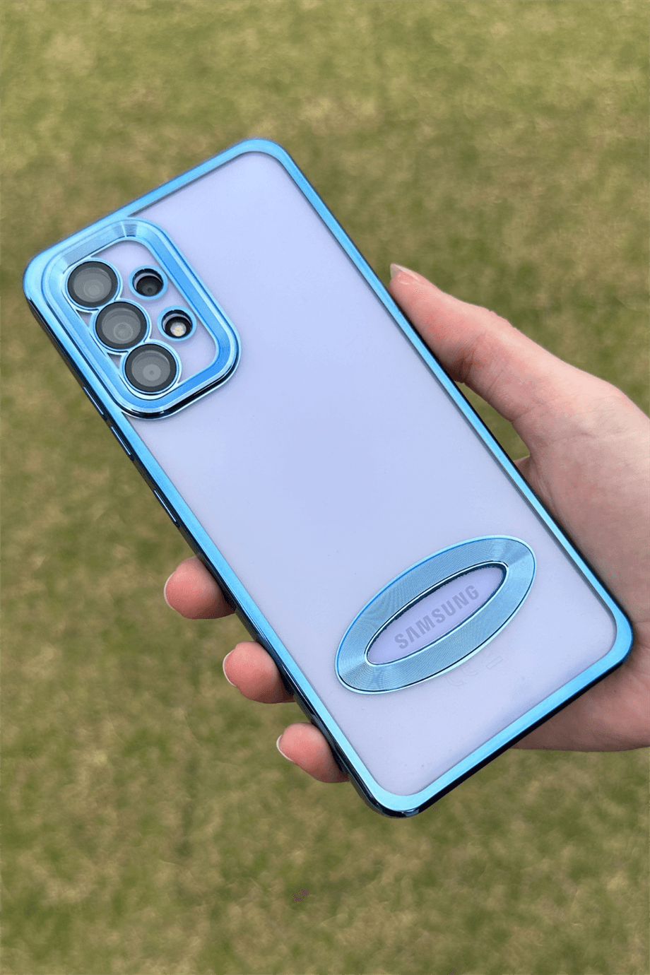 Galaxy A23 Uyumlu Logo Açık Elegance Kılıf Mavi