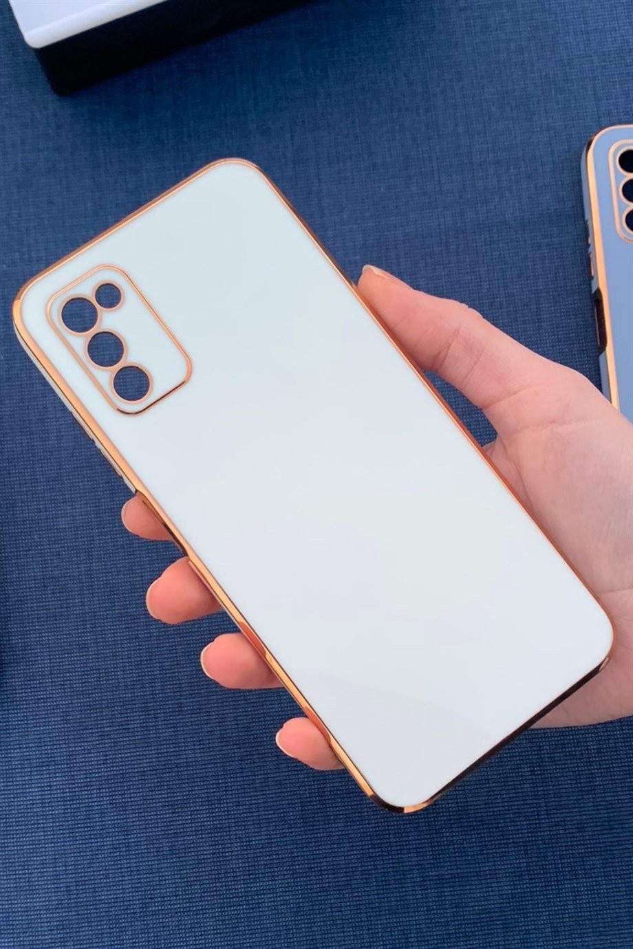 Galaxy A03s Uyumlu Renkli Elegance Silikon Kılıf Beyaz