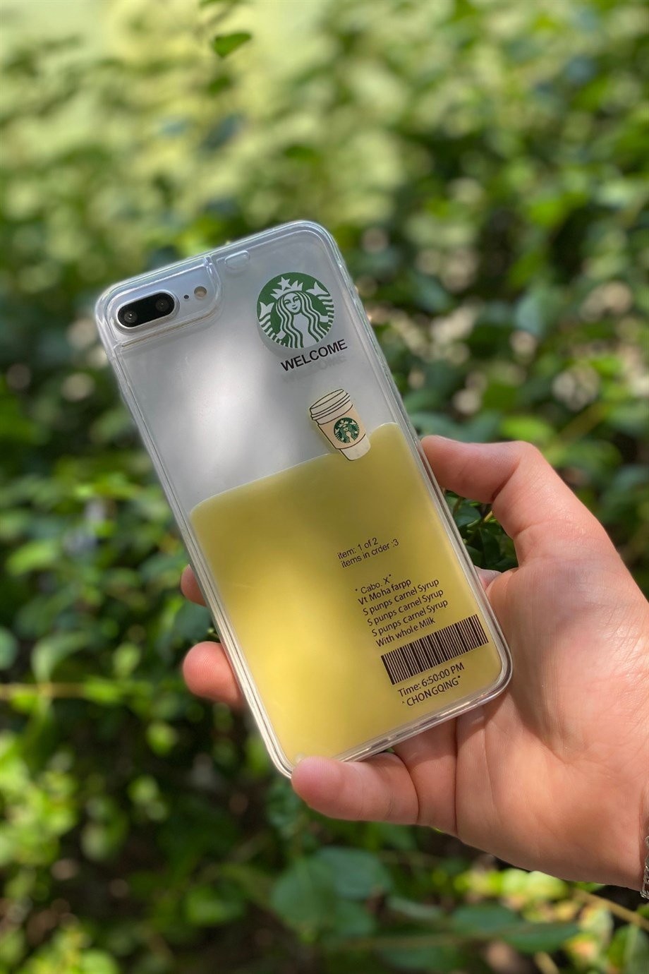 iPhone 6 Plus / 6s Plus Starbucks Temalı Sulu Kılıf Açık Kahverengi