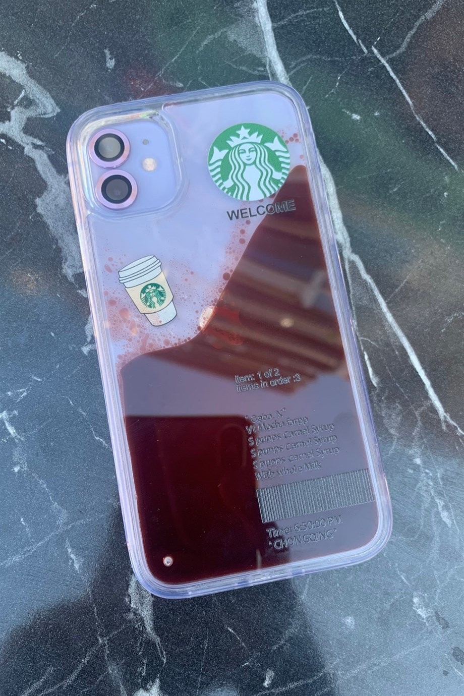 iPhone 11 Starbucks Temalı Sulu Kılıf Koyu Kahverengi