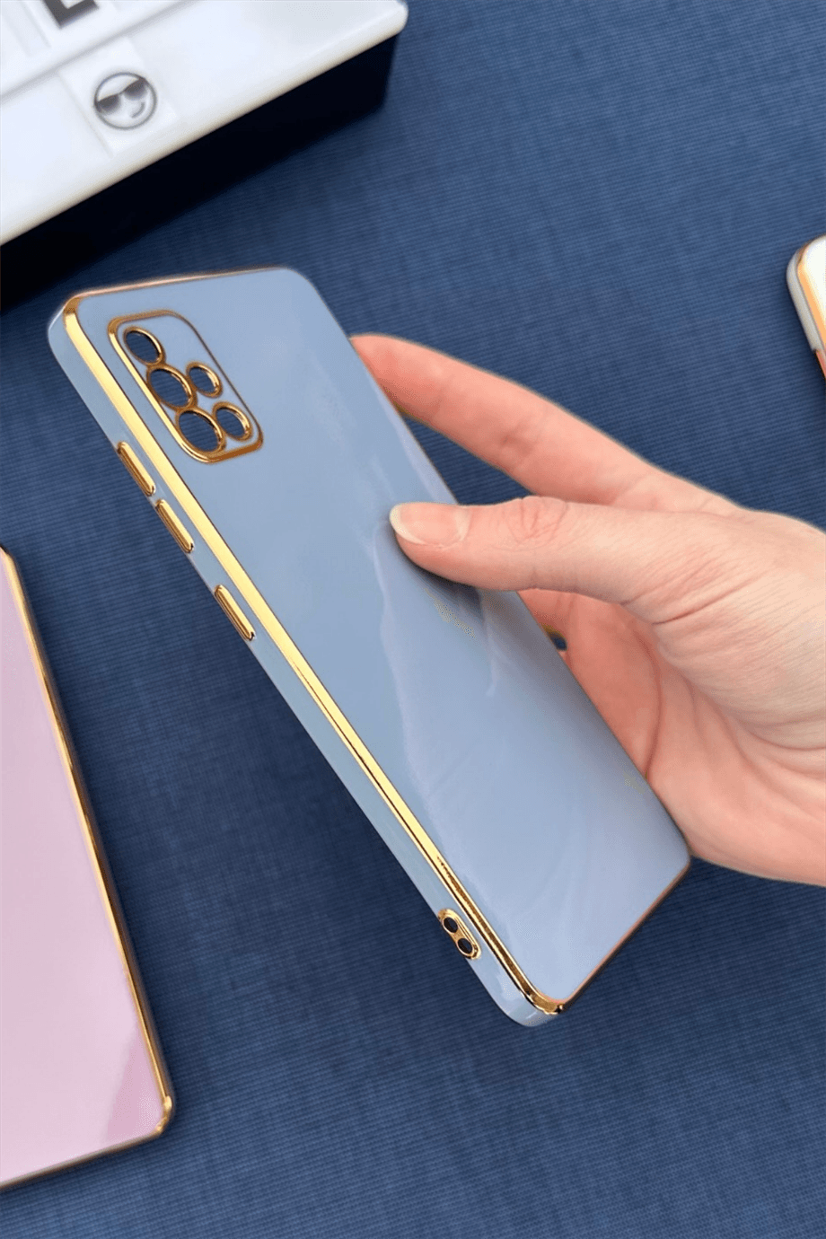 Galaxy A51 Uyumlu Renkli Elegance Silikon Kılıf Lavanta