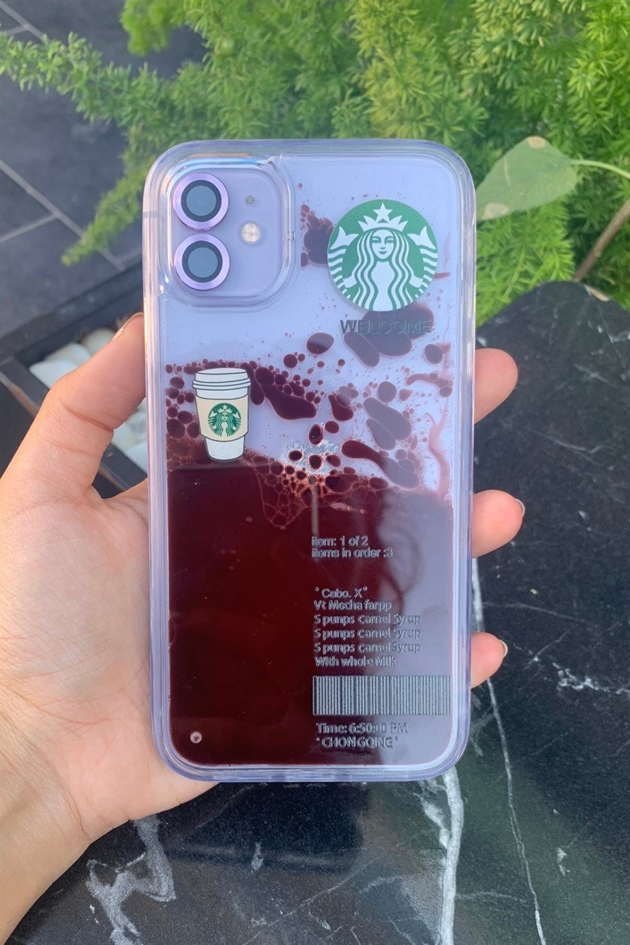 iPhone 11 Starbucks Temalı Sulu Kılıf Koyu Kahverengi