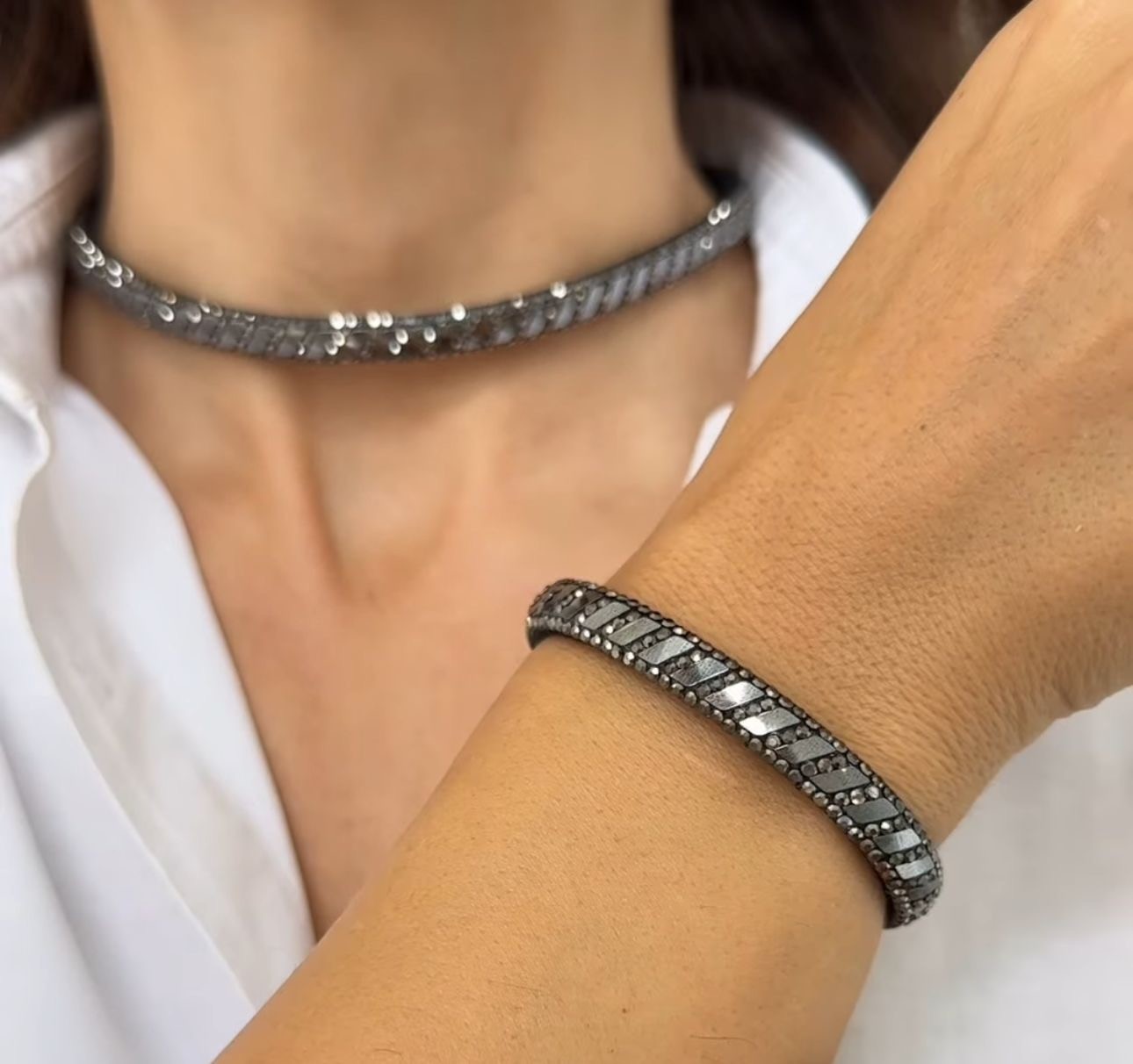 illys Füme Svaroski Model Choker Bileklik