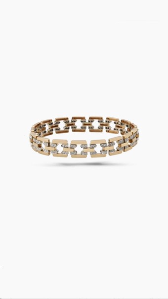 illys Gold Zirkon Taş Detaylı Kare Sıralı Altın Kaplama Bileklik