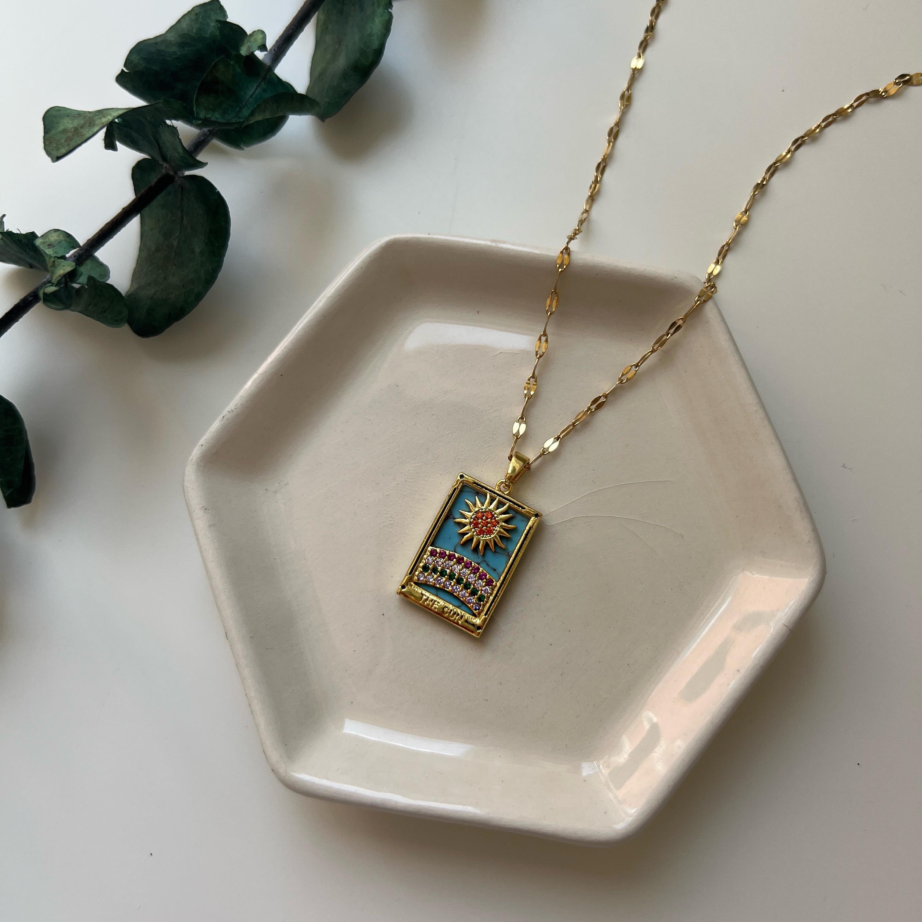 illys Gold The Sun Tarot Kartı Çelik Kolye