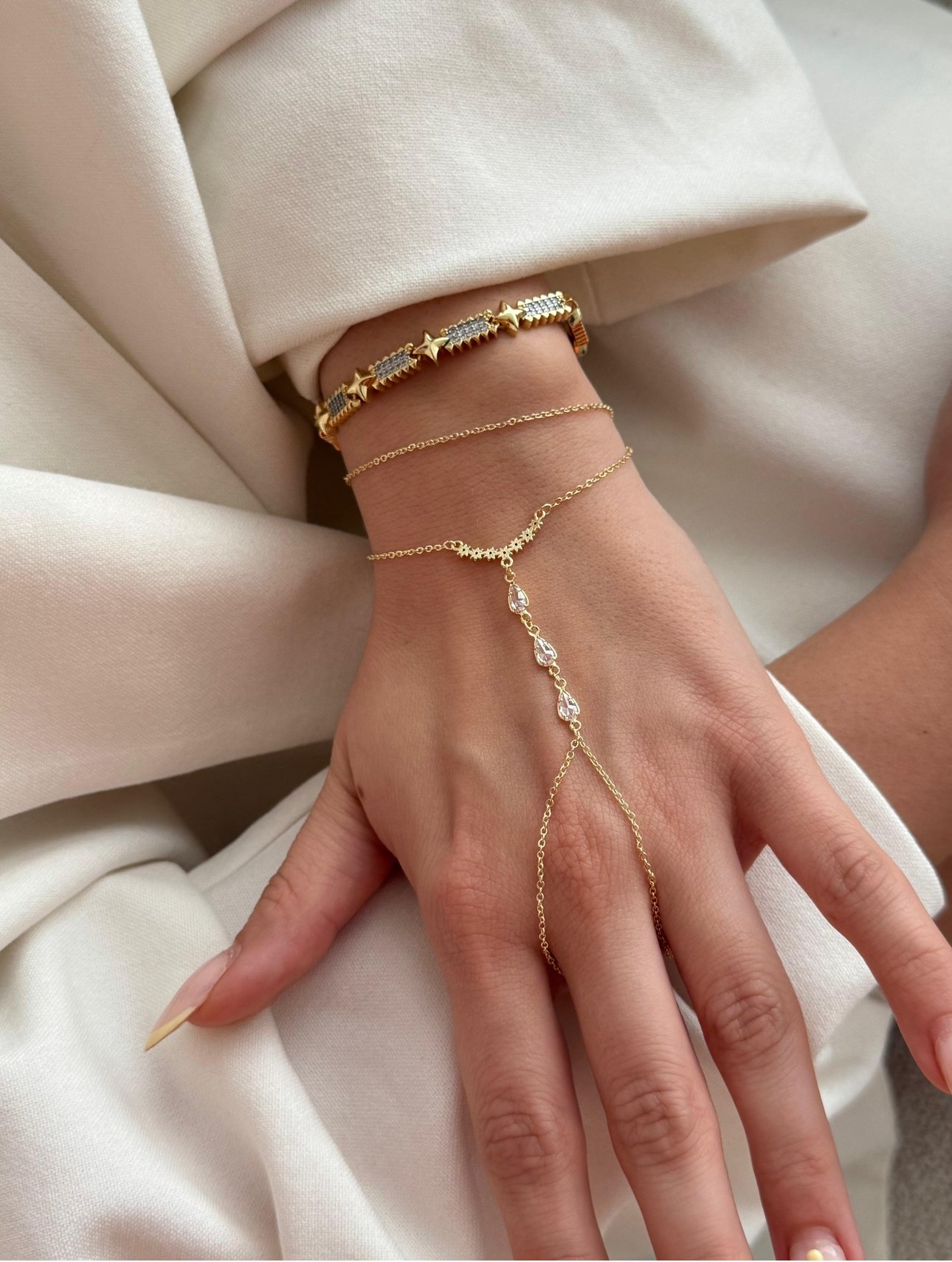 illys Gold Damla Baget Taş Detaylı İthal Altın Kaplama Şahmeran