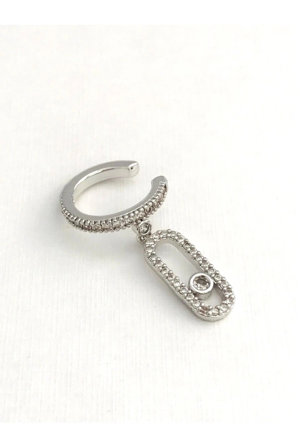 illys Silver Zirkon Taş Detaylı Messika Model Earcuff Kıkırdak Küpe