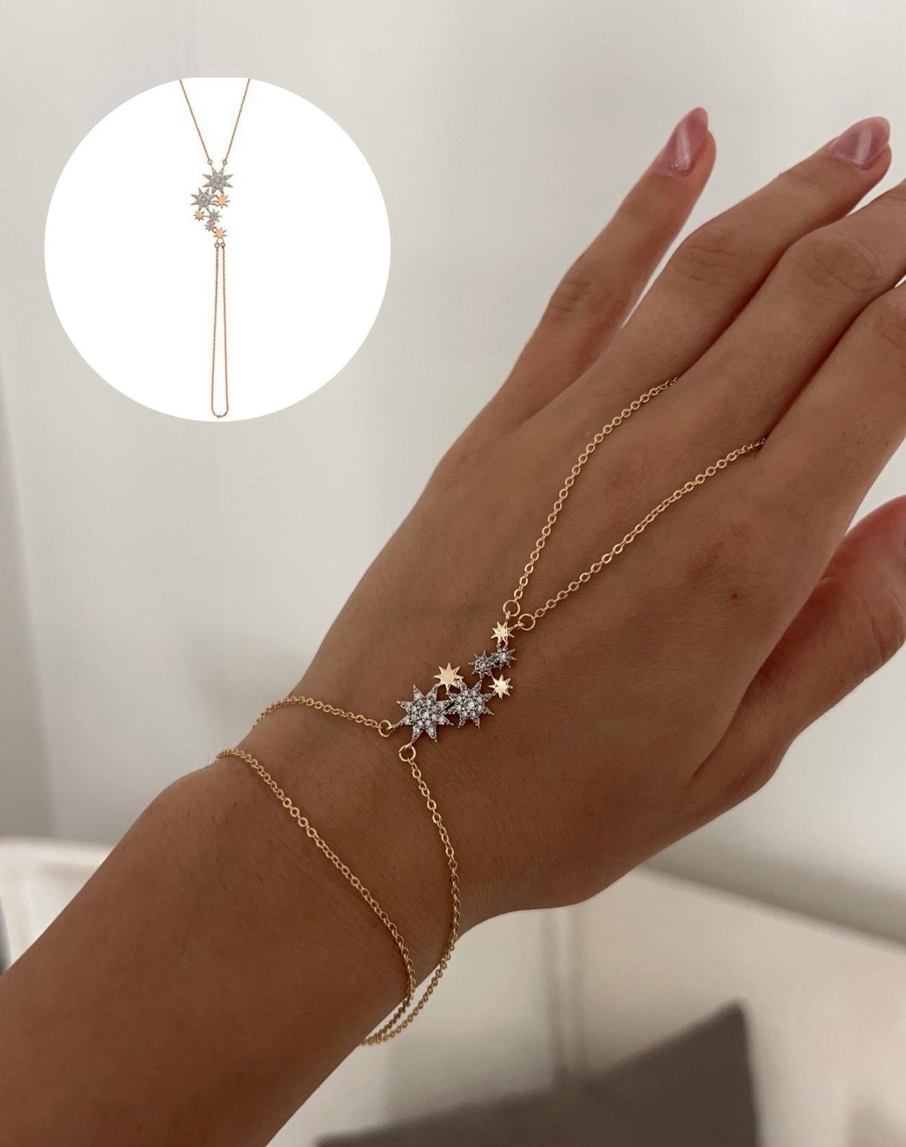 illys Gold Beyaz Zirkon Taş Detaylı Yıldızlı Şahmeran