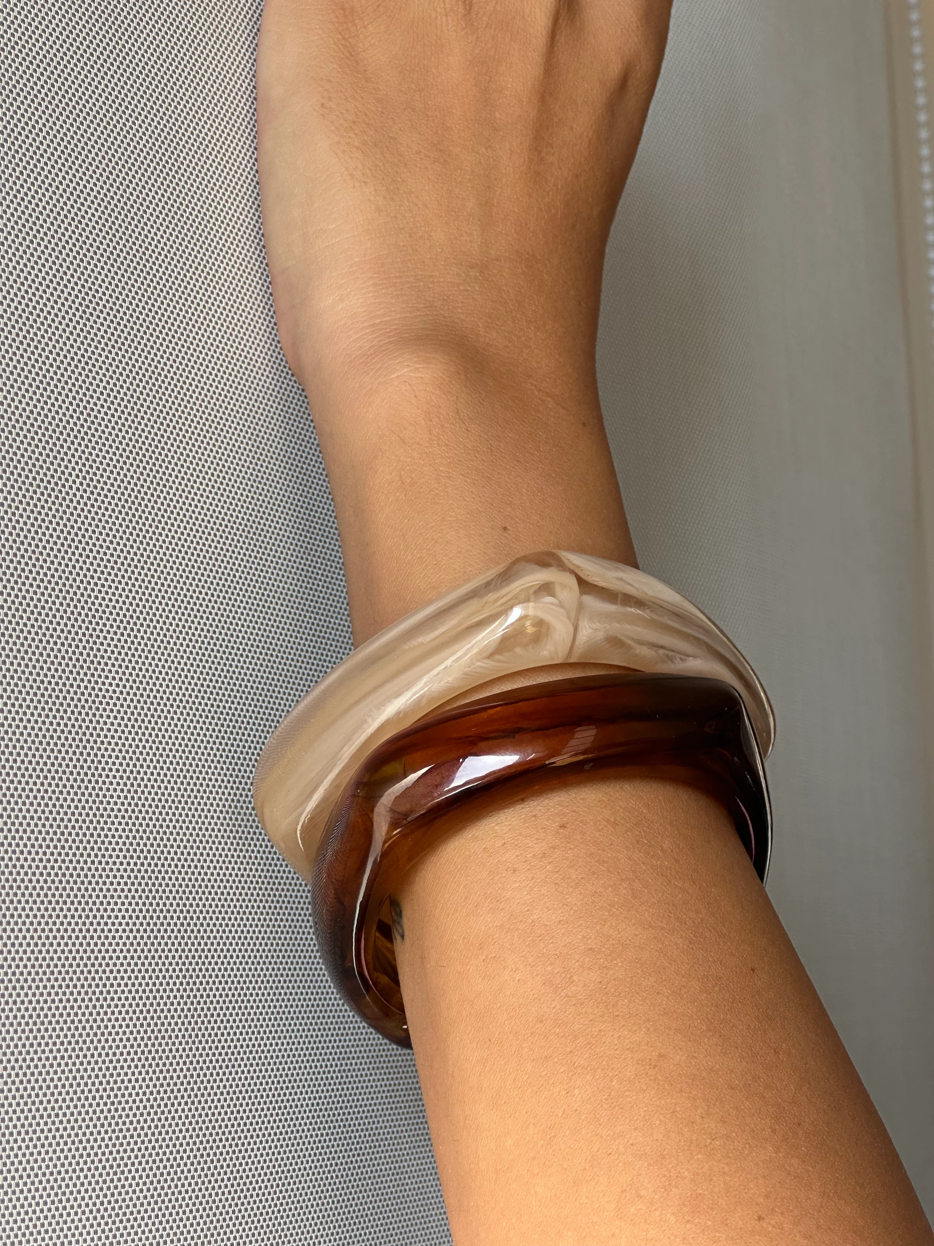 illys Kahverengi Kare Kemik Bileklik