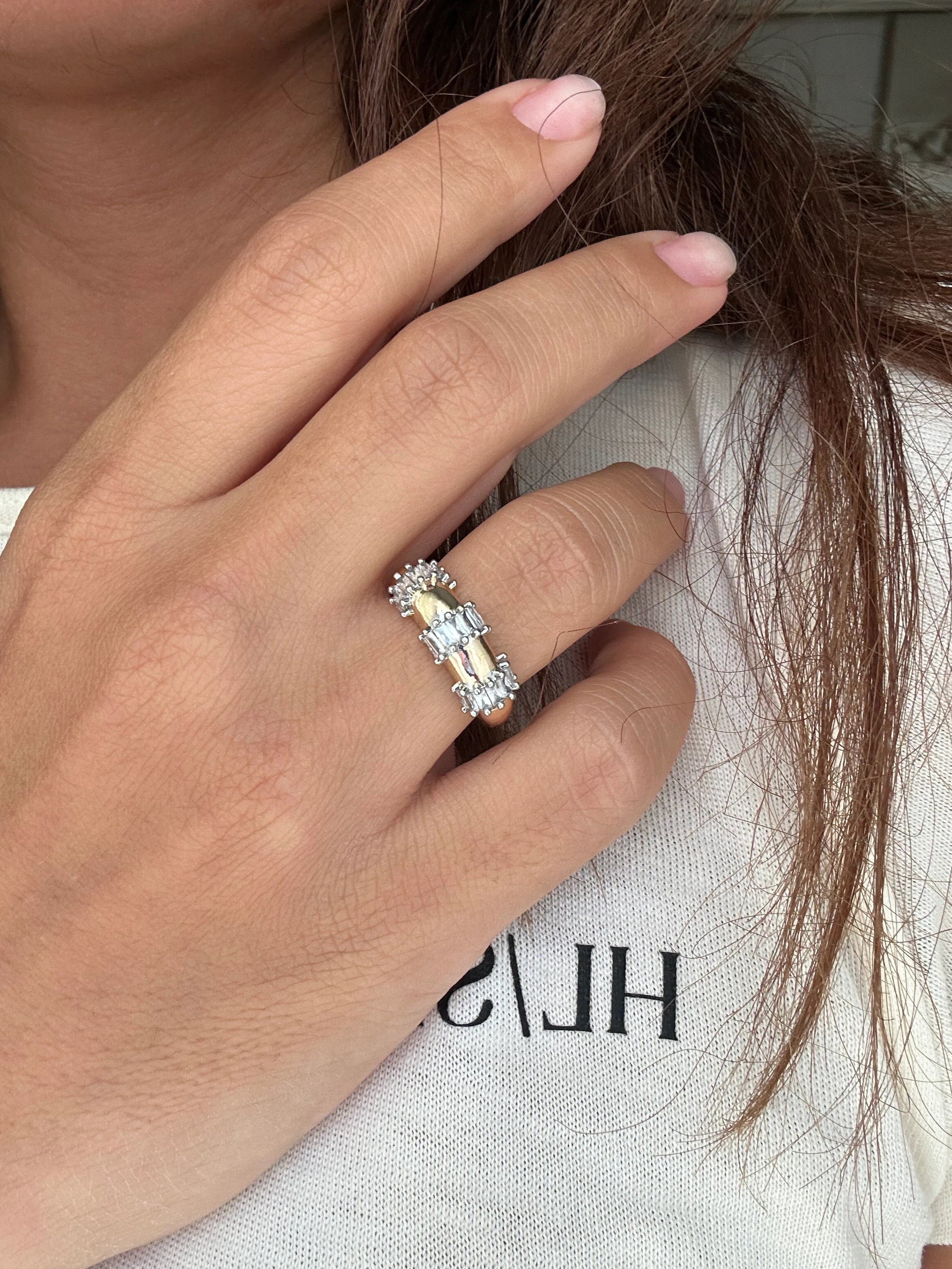 illys Gold Üzeri Baget Taş Detaylı Marka Model Ayarlanabilir Yüzük