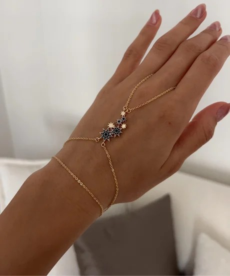 illys Gold Mavi Zirkon Taş Detaylı Yıldızlı Şahmeran