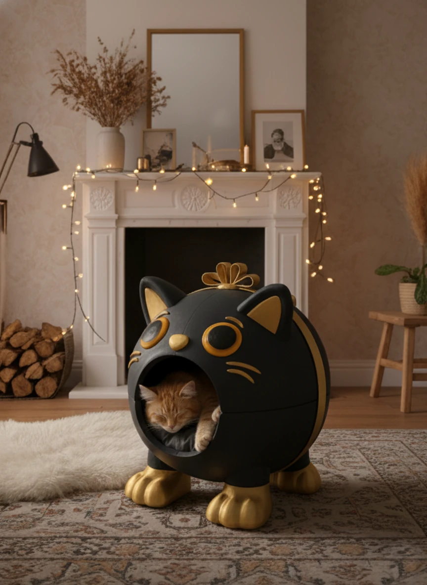 Kedi Evi - Ash Grey-Gold