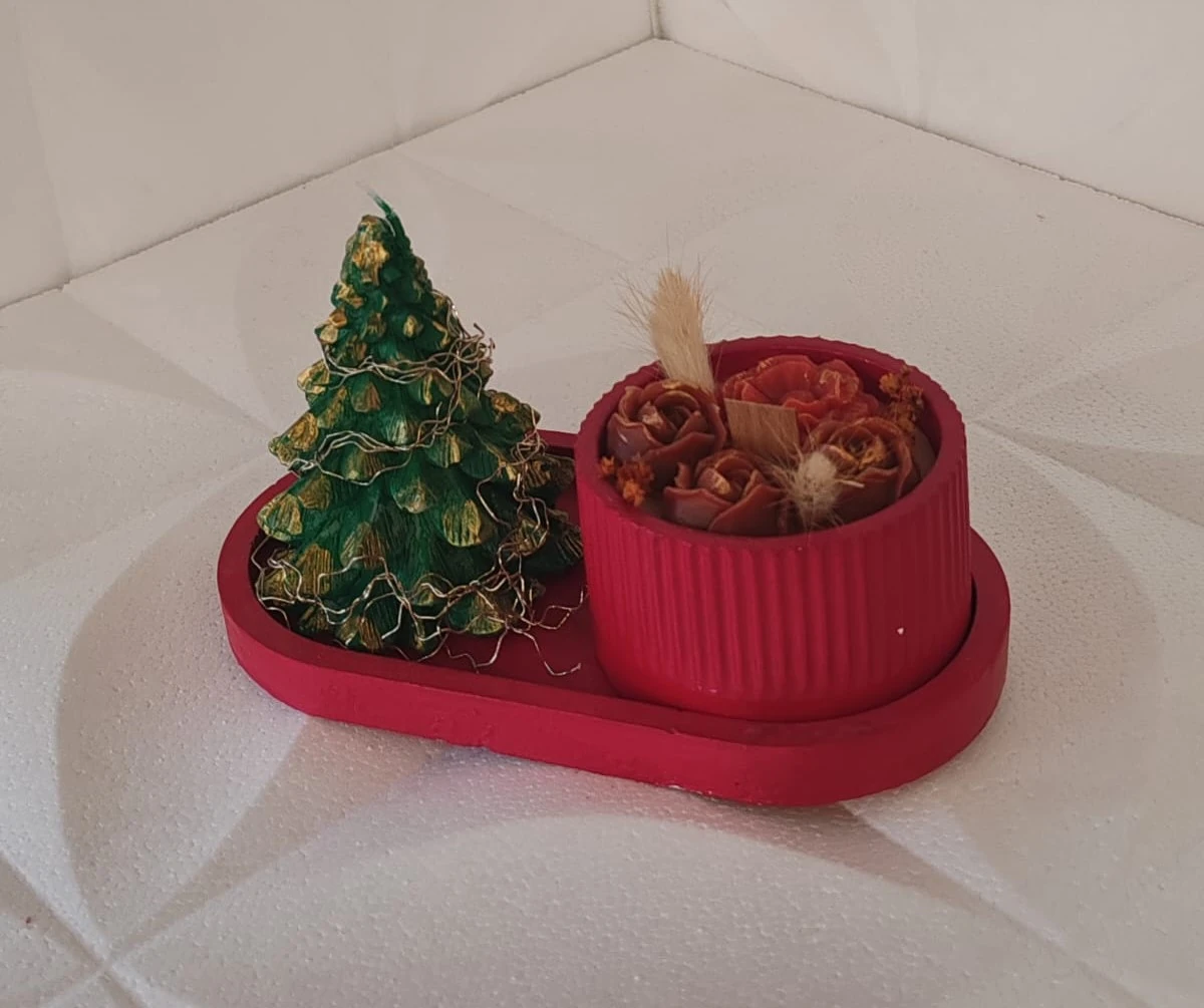 Yılbaşı Konsept Mum 3 Lü Set Kırmızı