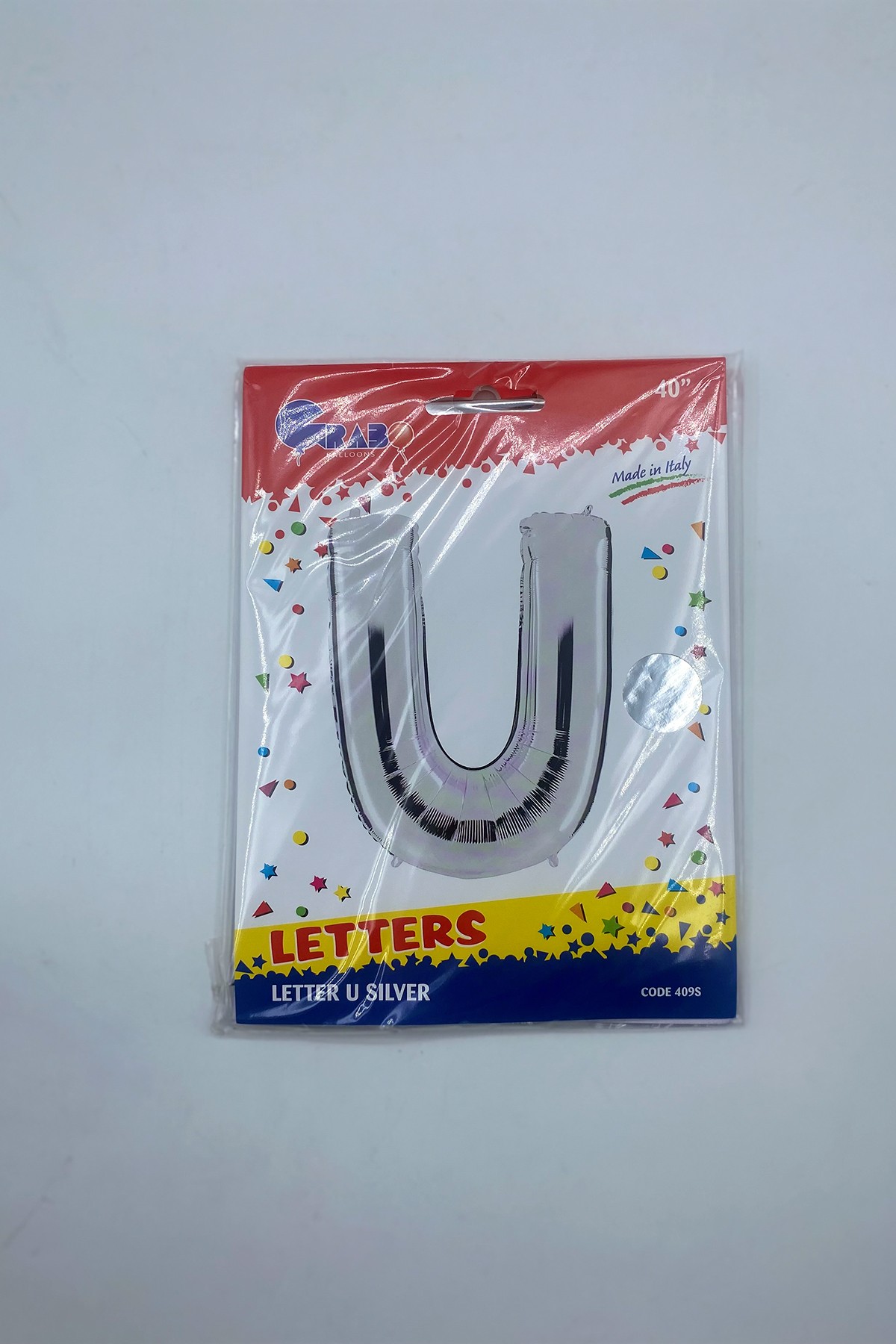 Letter Foil Balloon U Silver 40"(102cm)-Grabo