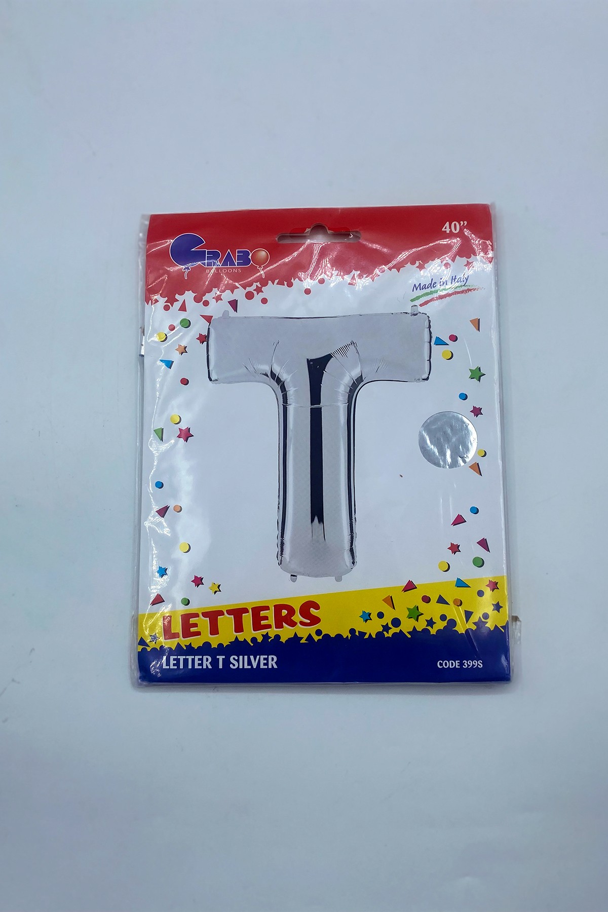 Letter Foil Balloon T Silver 40"(102cm)-Grabo