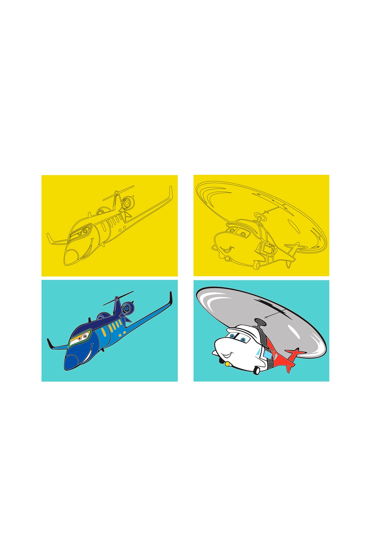 "Aircraft, 10 Pieces Large Size A4, Boy-Girl Child Sand Painting Card Set - Red Castle KB-RC-102"