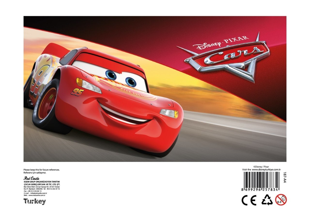 Disney Lightnening McQueen Kum Boyama Kartı 25 Adet-Red Castle A4-D-187