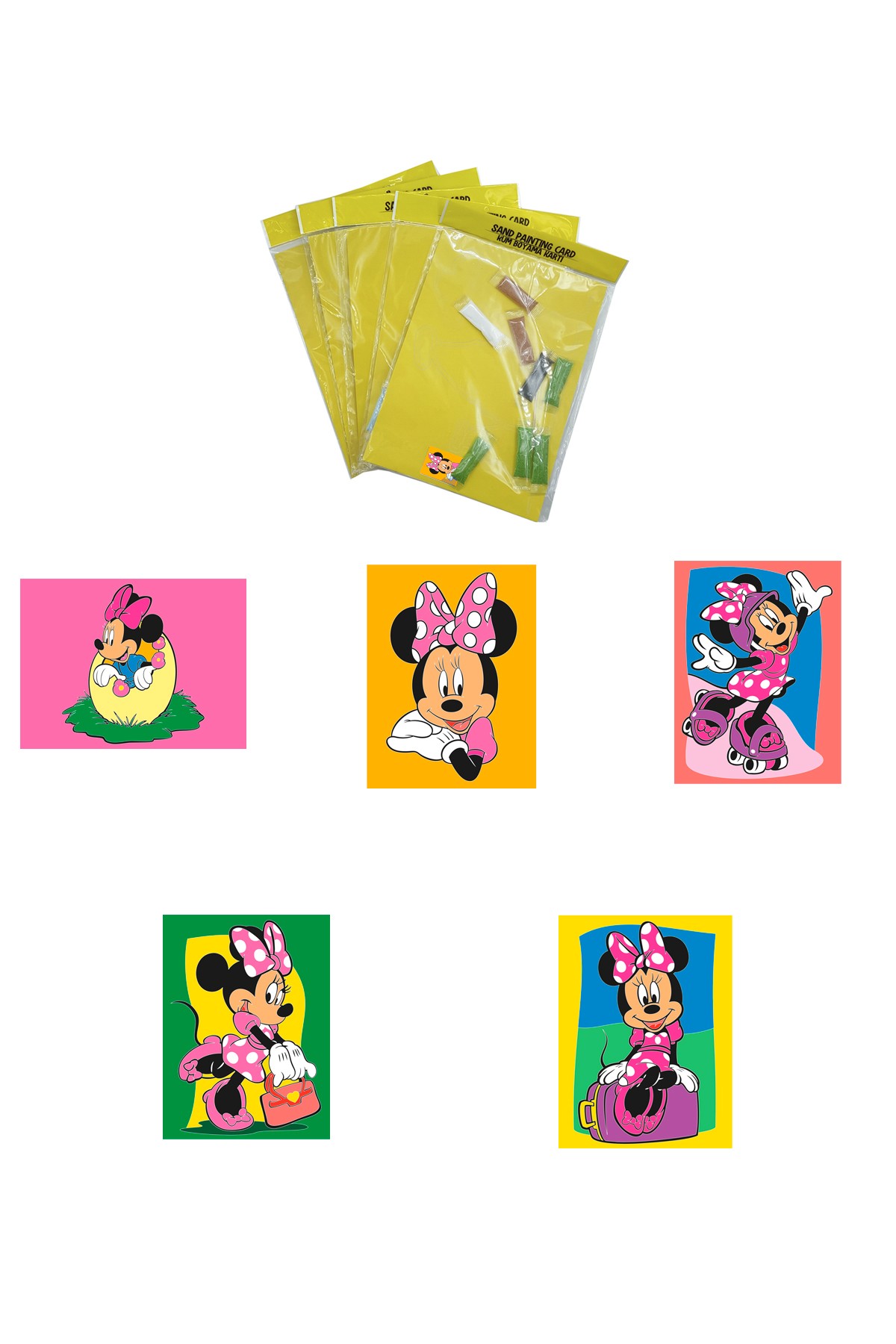 Disney Minnie&Mickey, 10 Pieces Large Size A4, Girls-Boys Sand Painting Card Set - Red Castle KB-D-104
