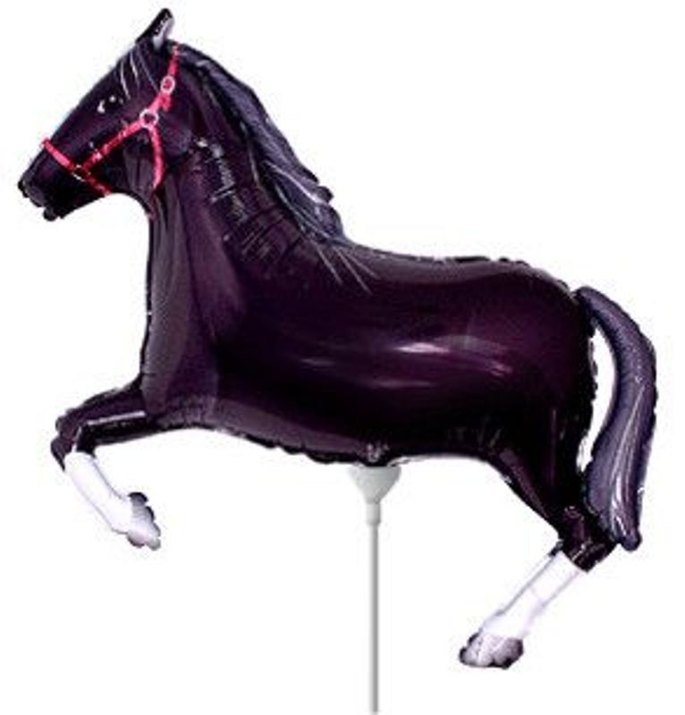 14'' Horse Black Folyo Balon-Grabon 15 Adet
