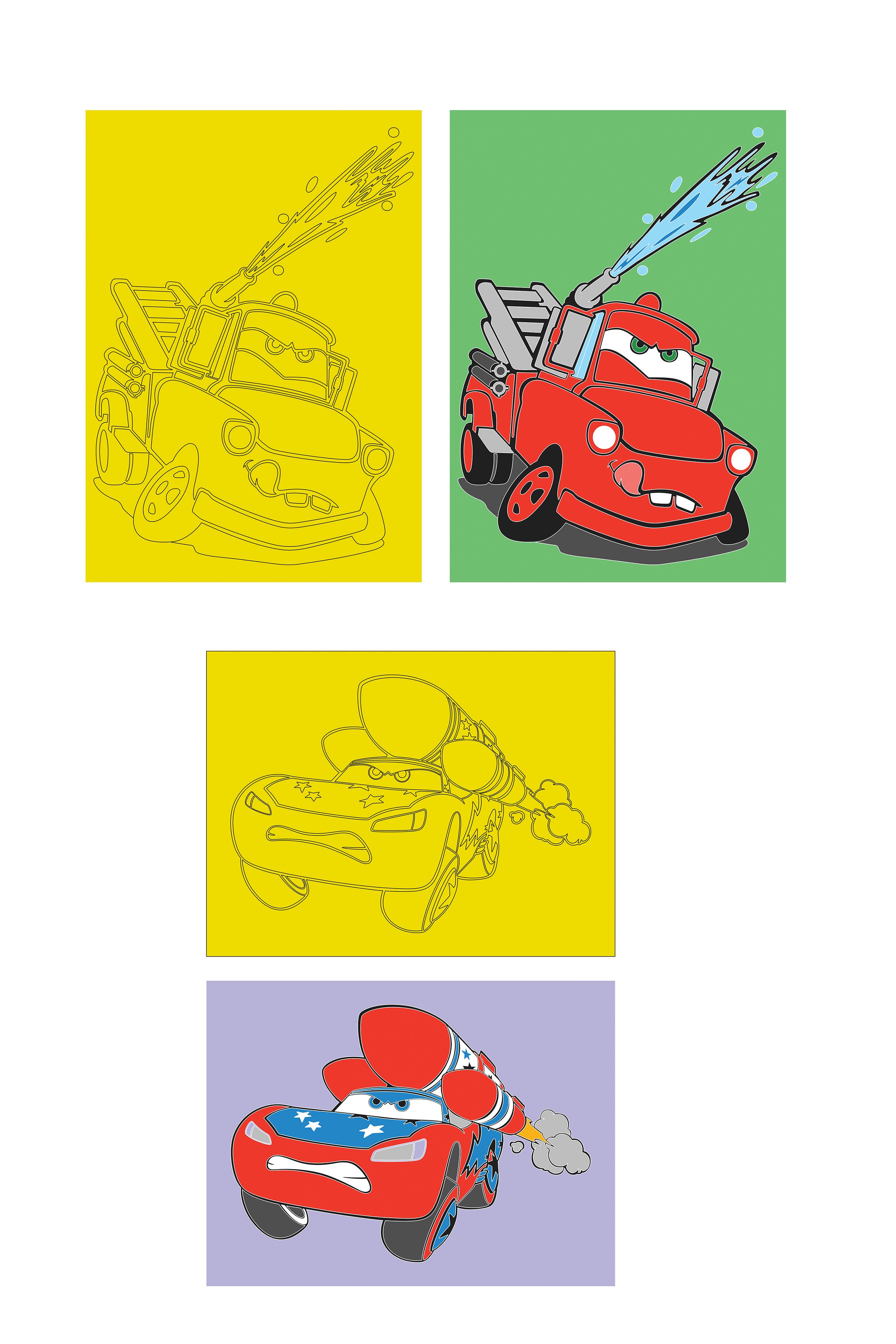 Disney Cars, 10 Piece Large Size A4, Boy Painting Card Set for Boys - Red Castle KB-D-102