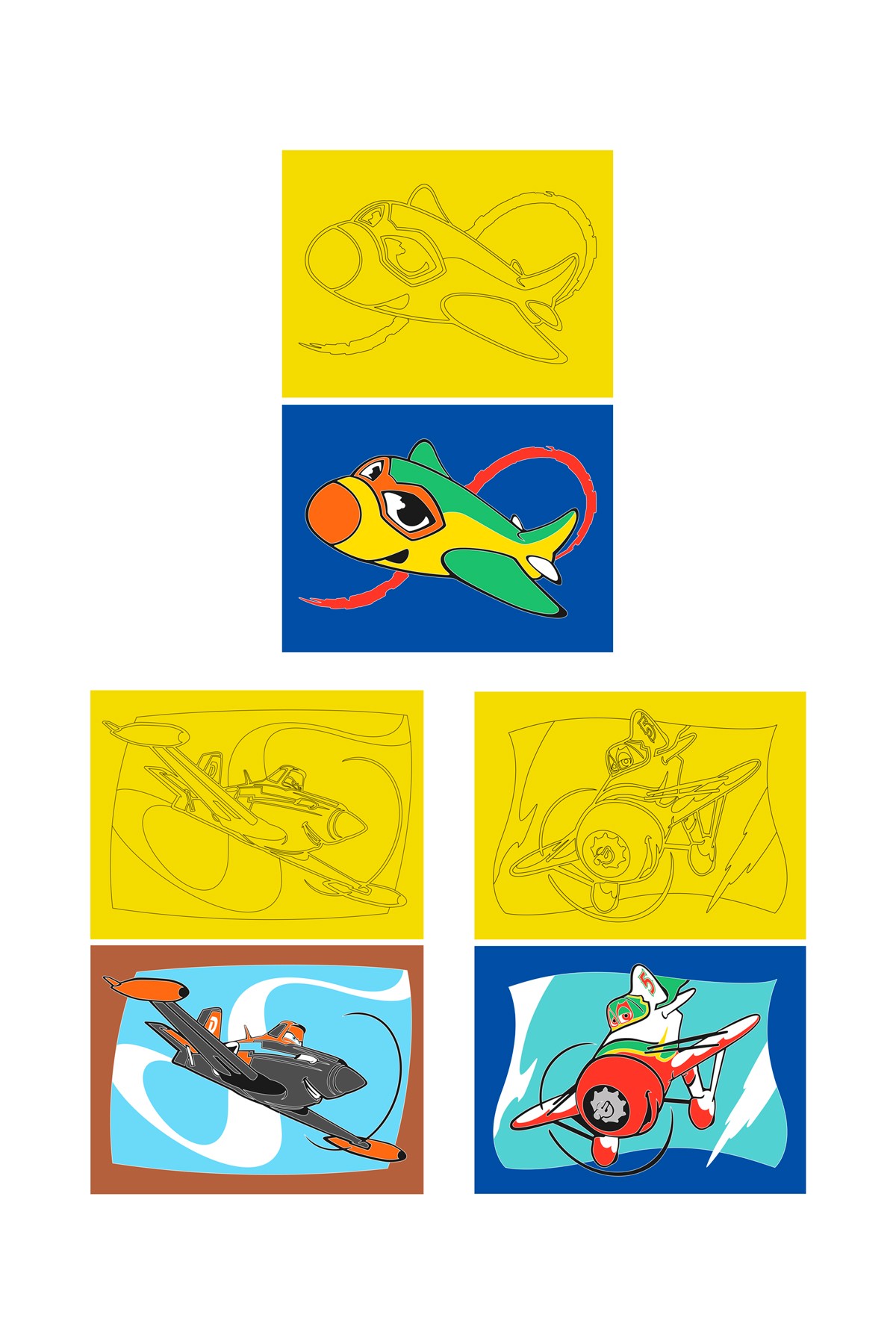 Aircraft, 15 Pieces Large Size A4, Girl-Boy Children's Sand Painting Card Set-Red Castle KB-RC-150