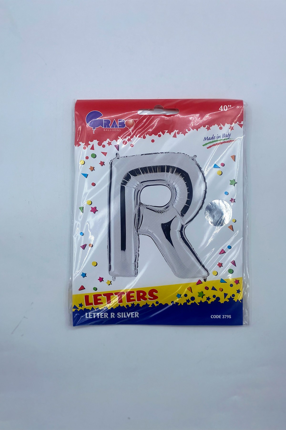 Letter Foil Balloon R Silver 40"(102cm)-Grabo