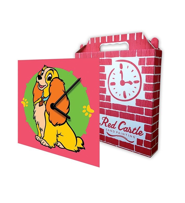 Disney Lady Clock Sand Painting Card-Red Castle S-0010