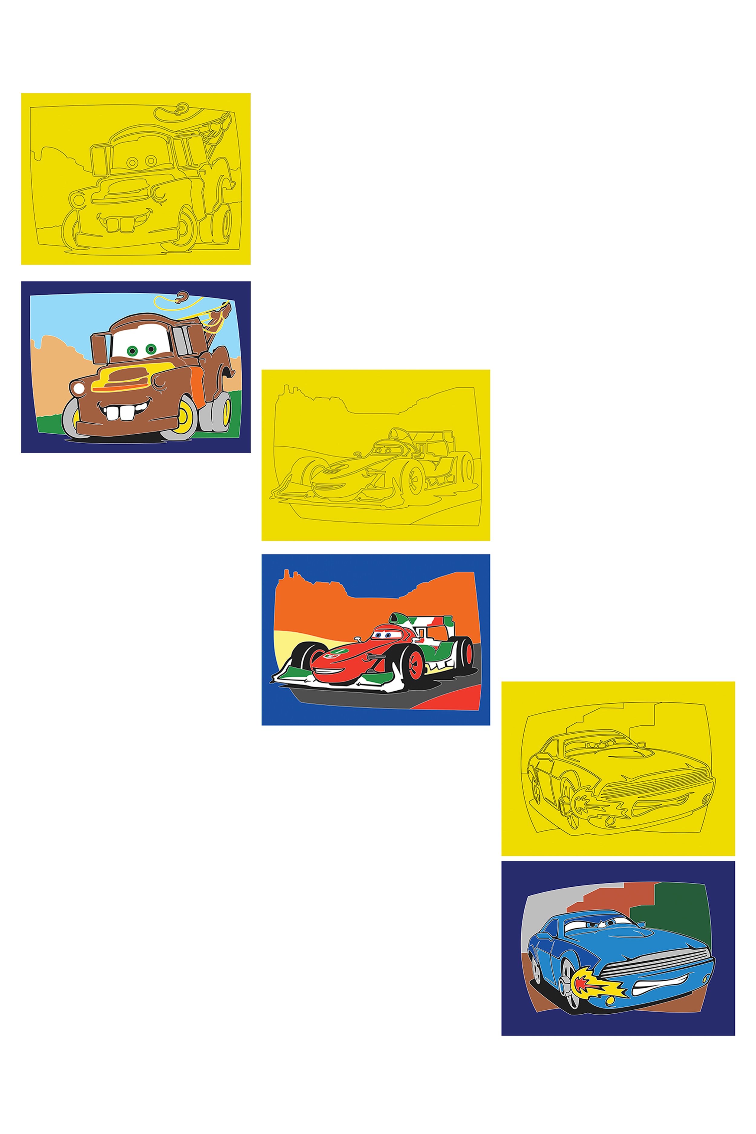 Disney Cars, 15 Pieces Large Size A4, Boy Sand Painting Card Set - Red Castle KB-D-150