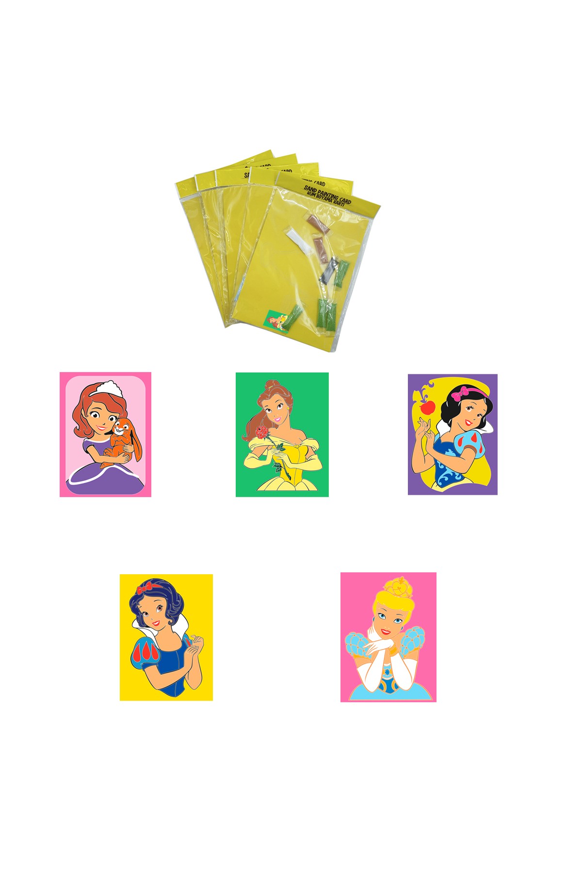 Disney Frozen-Princess-Minnie, 15 Pieces Large Size A4, Girl Sand Painting Card Set - Red Castle KB-D-151