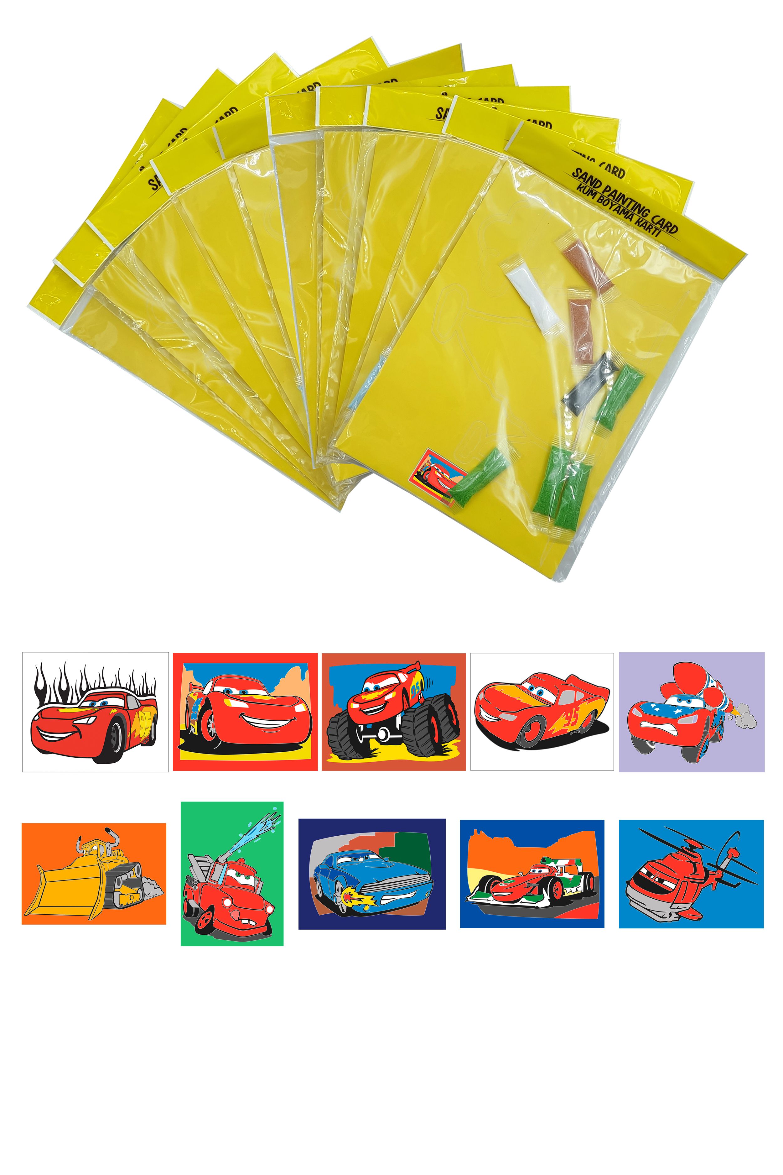 Disney Cars, 10 Piece Large Size A4, Boy Painting Card Set for Boys - Red Castle KB-D-102