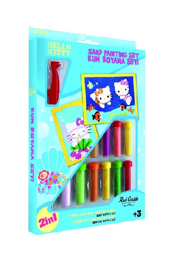 Hello Kitty Dalgıç Eğitici ve Eğlenceli Kum Boyama Seti 2in1-Red Castle DS-21