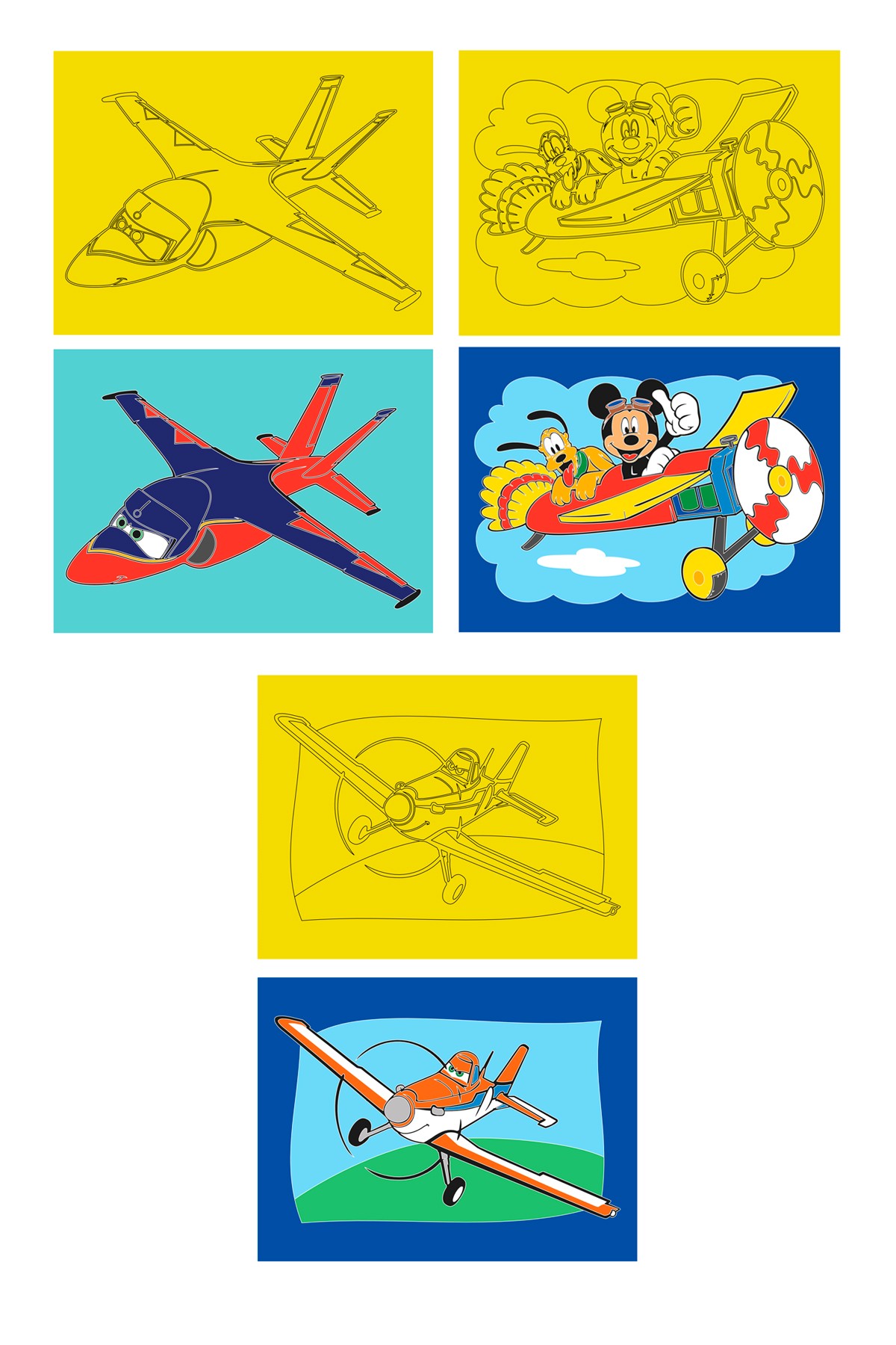 Aircraft, 15 Pieces Large Size A4, Girl-Boy Children's Sand Painting Card Set-Red Castle KB-RC-150