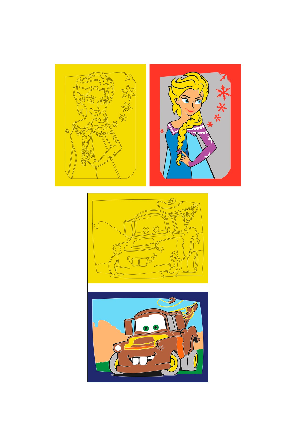 Disney Karma, 10 Pieces Large Size A4, Girls-Boys Sand Painting Card Set - Red Castle KB-D-101