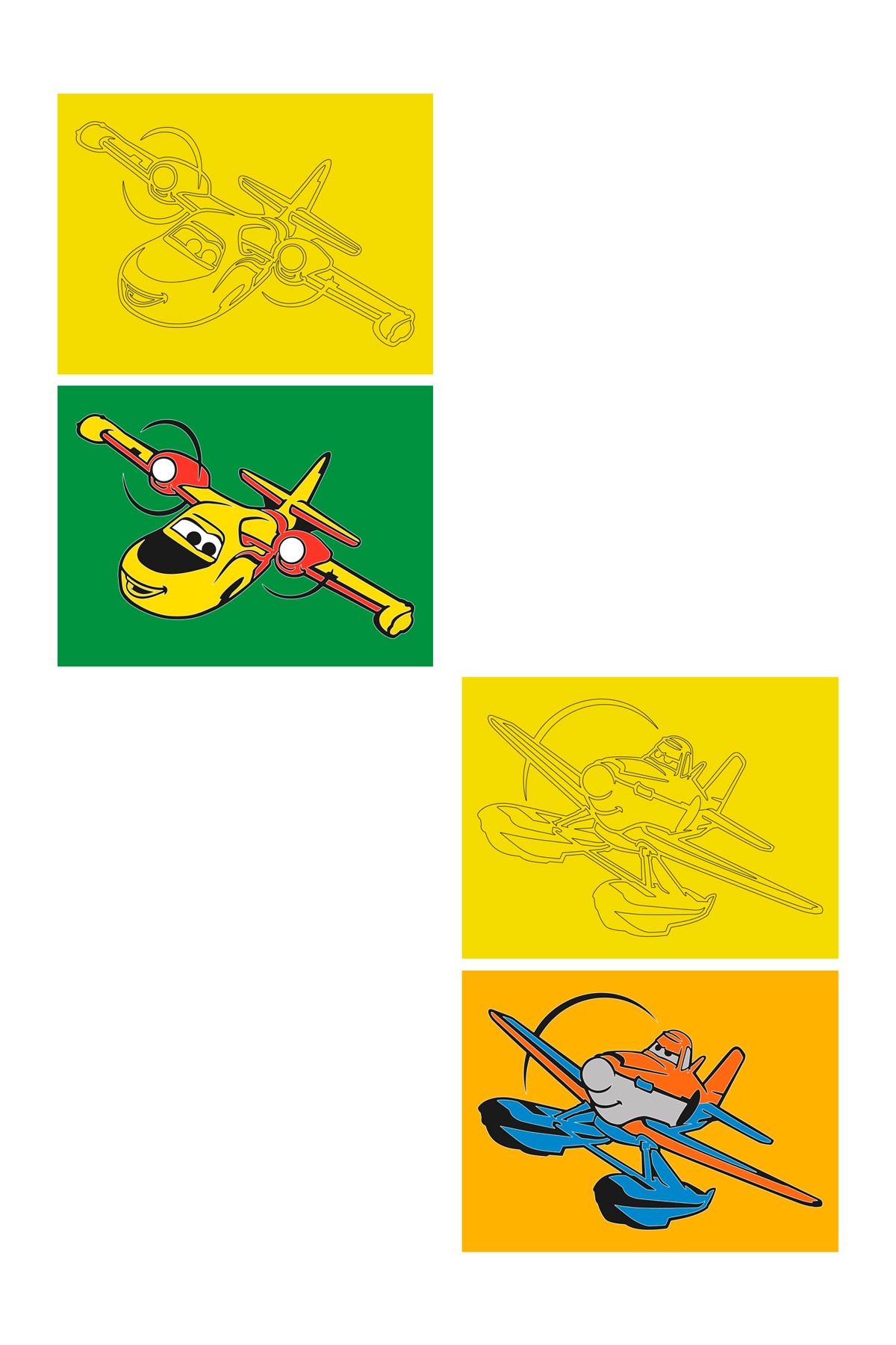 "Aircraft, 10 Pieces Large Size A4, Boy-Girl Child Sand Painting Card Set - Red Castle KB-RC-102"