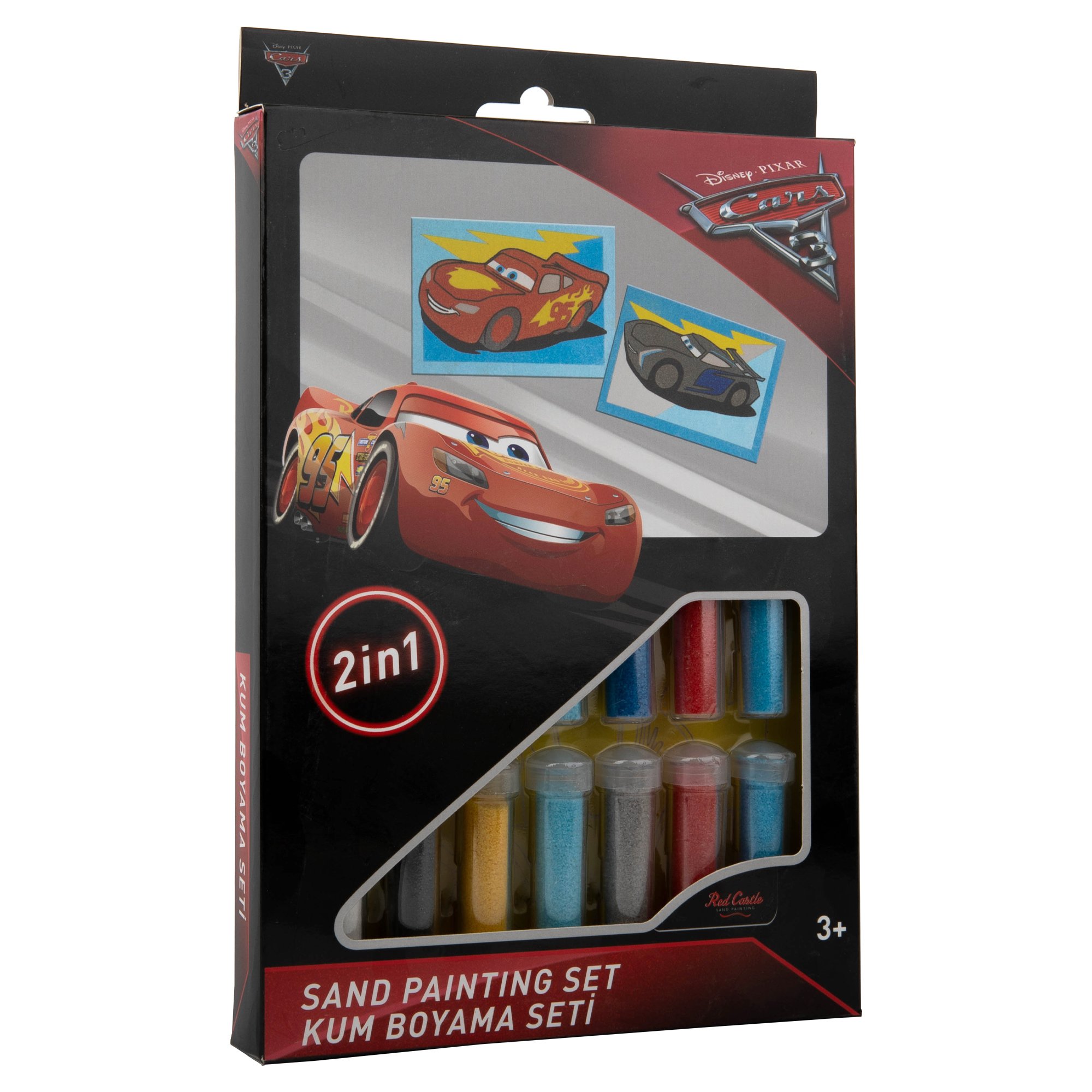 Disney Cars 3 Şimsek McQuenn & Jackson Eğitici ve Eğlenceli Kum Boyama Seti-Red Castle DS-30