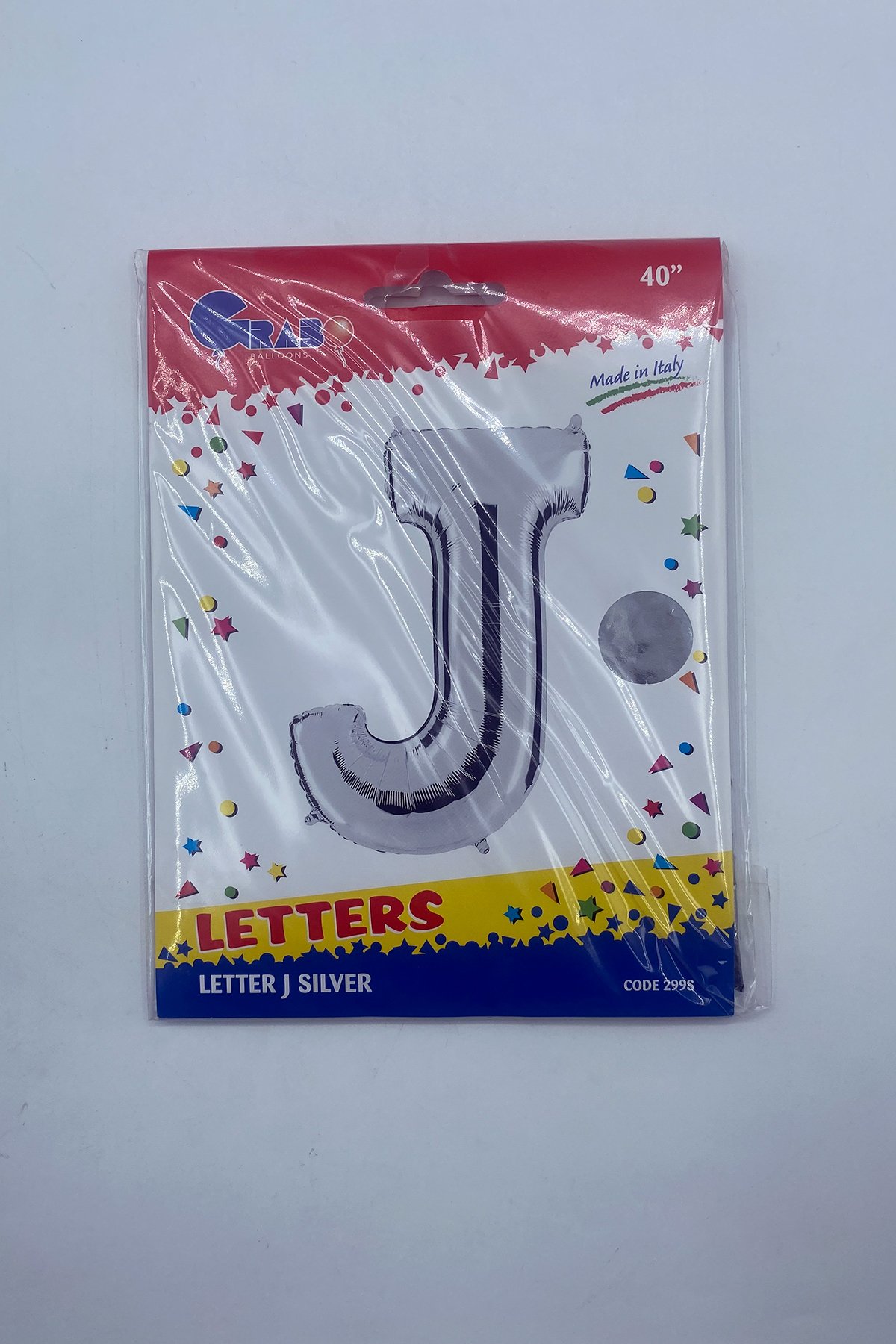 Letter Foil Balloon J Silver 40"(102cm)-Grabo