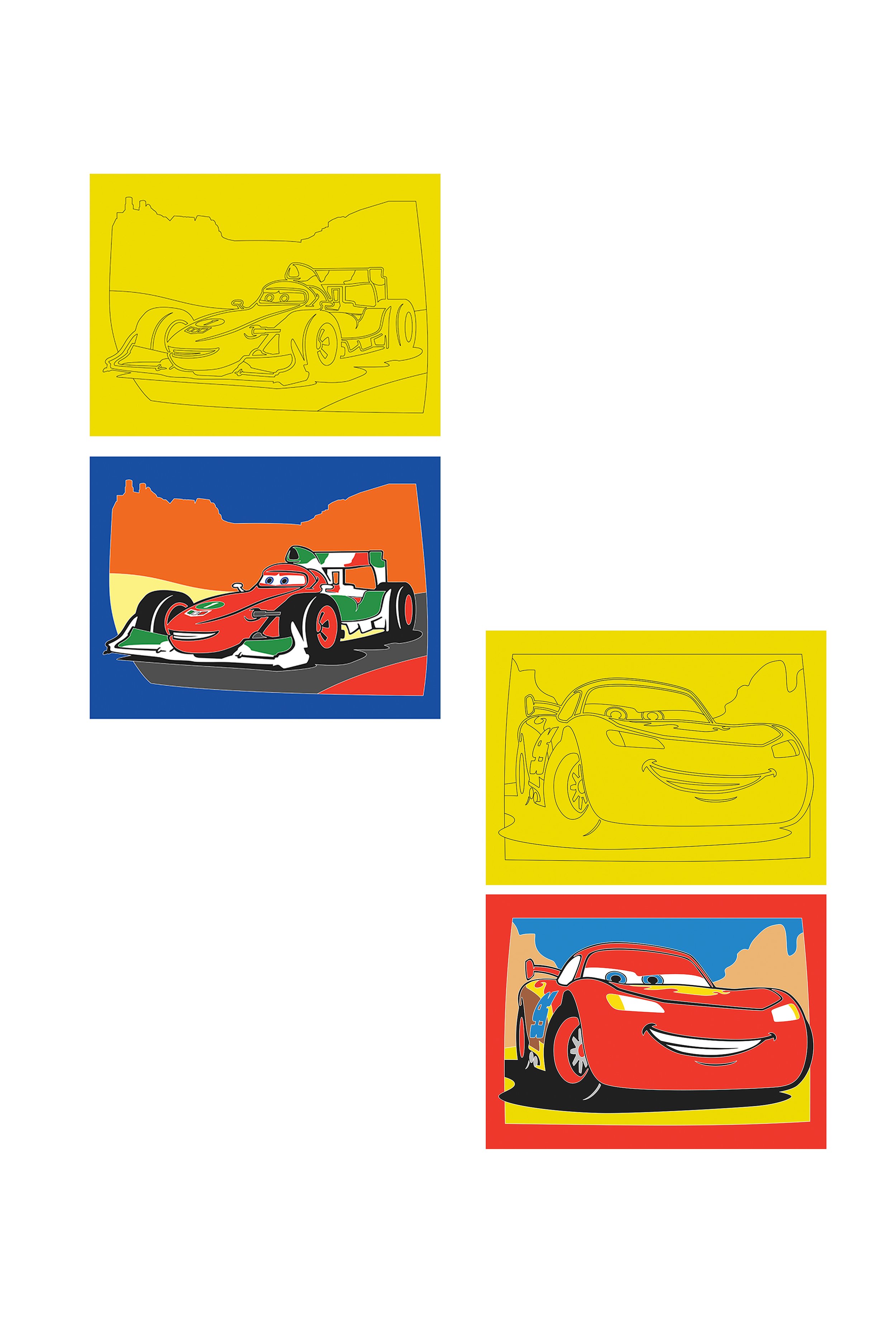 Disney Cars, 10 Piece Large Size A4, Boy Painting Card Set for Boys - Red Castle KB-D-102