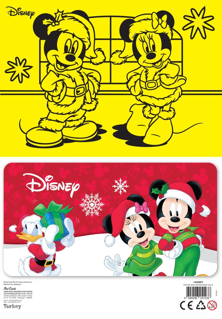 Disney Mickey&Minnie Mouse Santa Kum Boyama Kartı 25 Adet-Red Castle A4-D-478