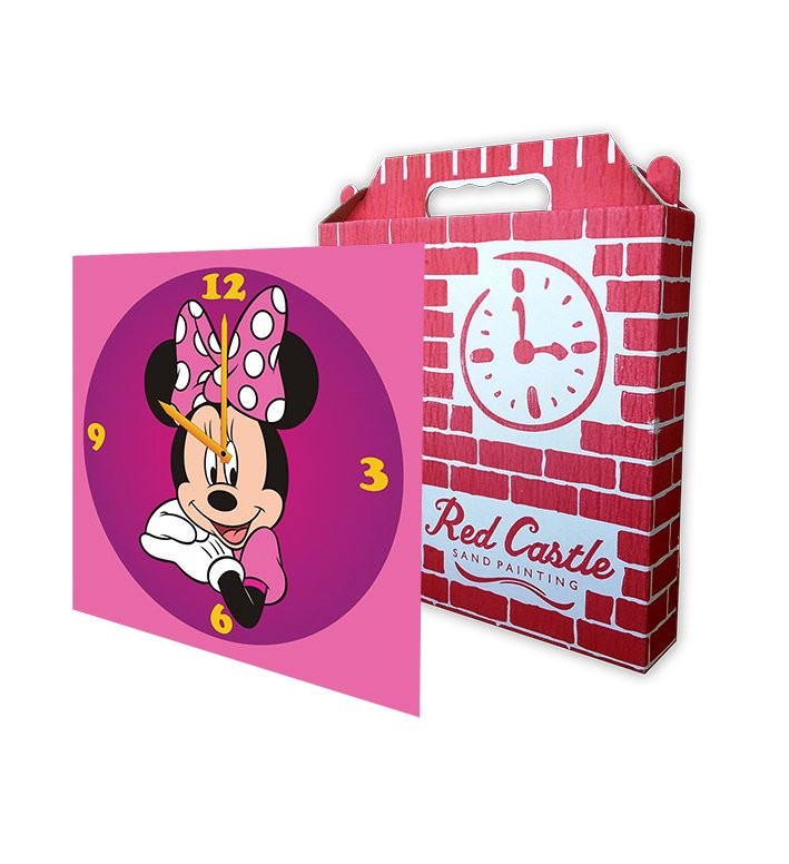 Disney Minnie Clock Sand Painting Card-Red Castle S-0003