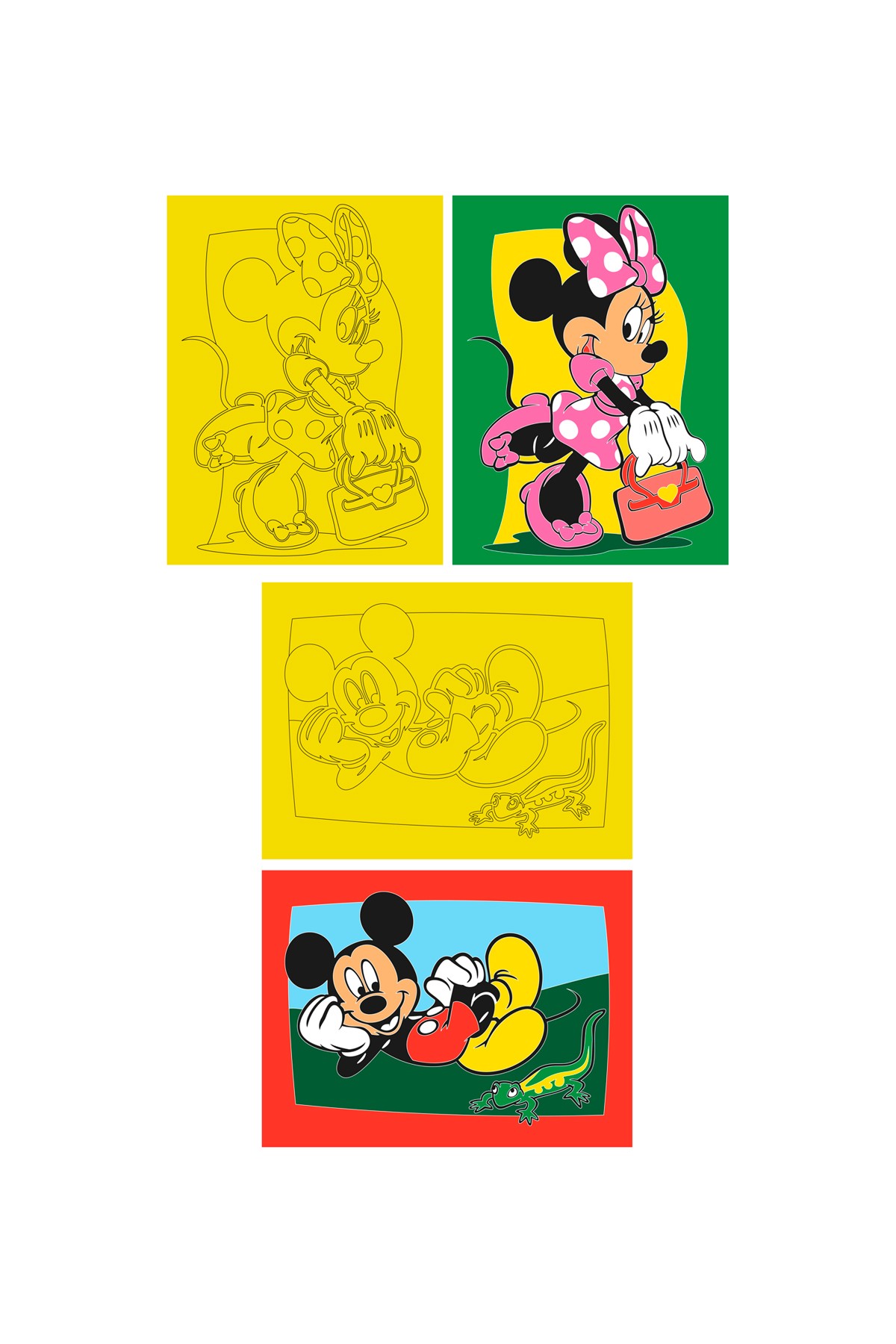 Disney Karma, 10 Pieces Large Size A4, Girls-Boys Sand Painting Card Set - Red Castle KB-D-101