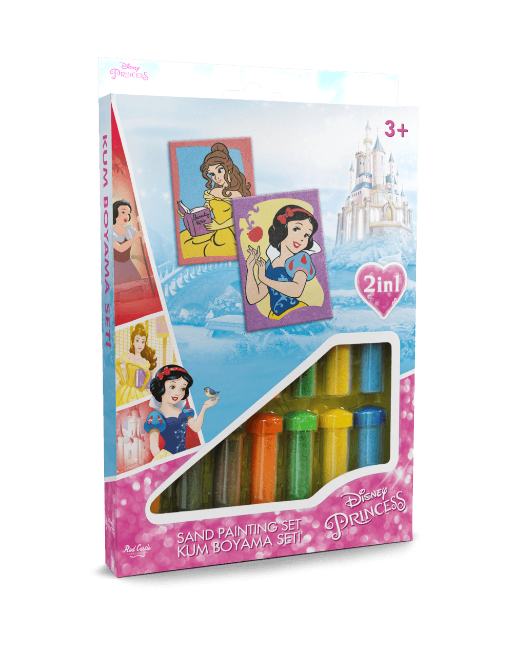 Disney Prensesler Pamuk Prenses&Bella Eğitici ve Eğlenceli Kum Boyama Seti-Red Castle DS-08