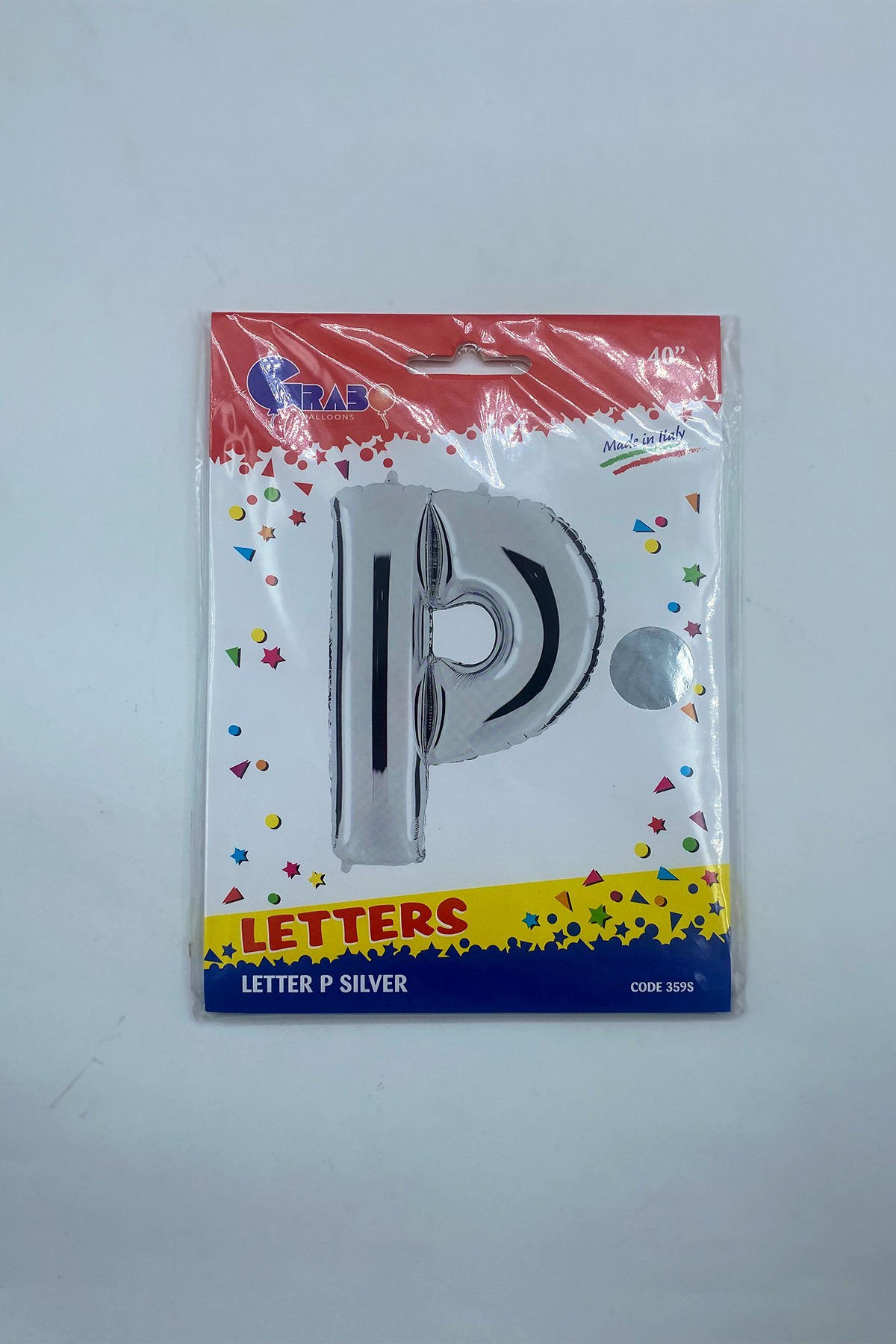 Letter Foil Balloon P Silver 40"(102cm)-Grabo